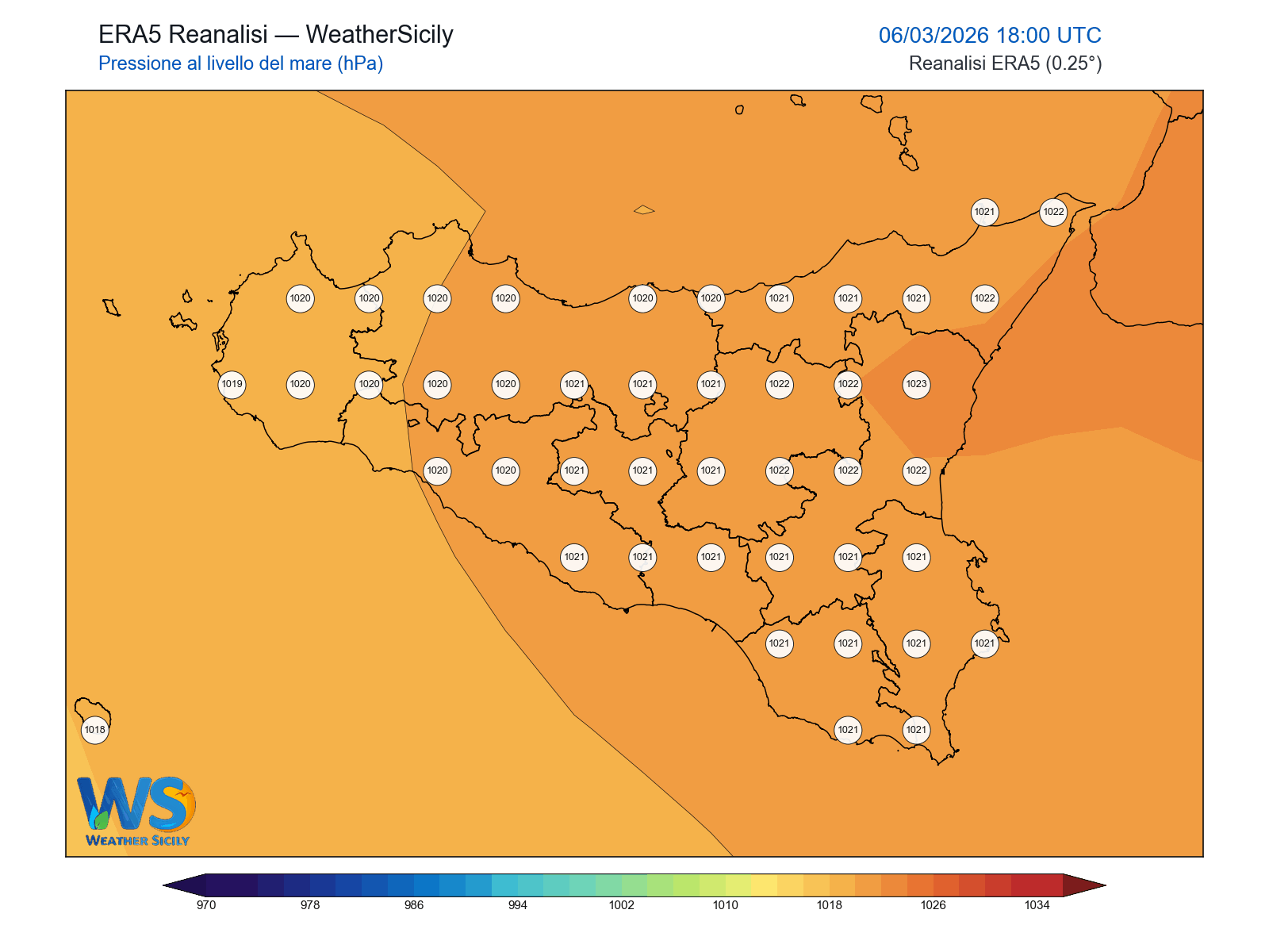 Pressione al livello del mare · 2026030618
