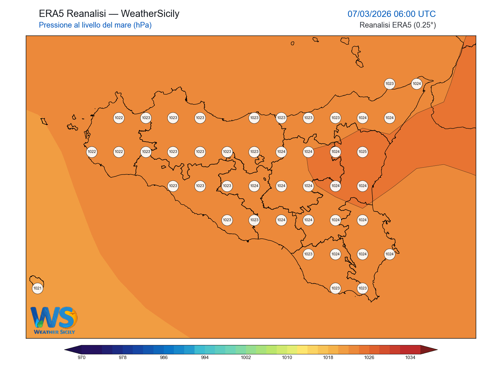 Pressione al livello del mare · 2026030706