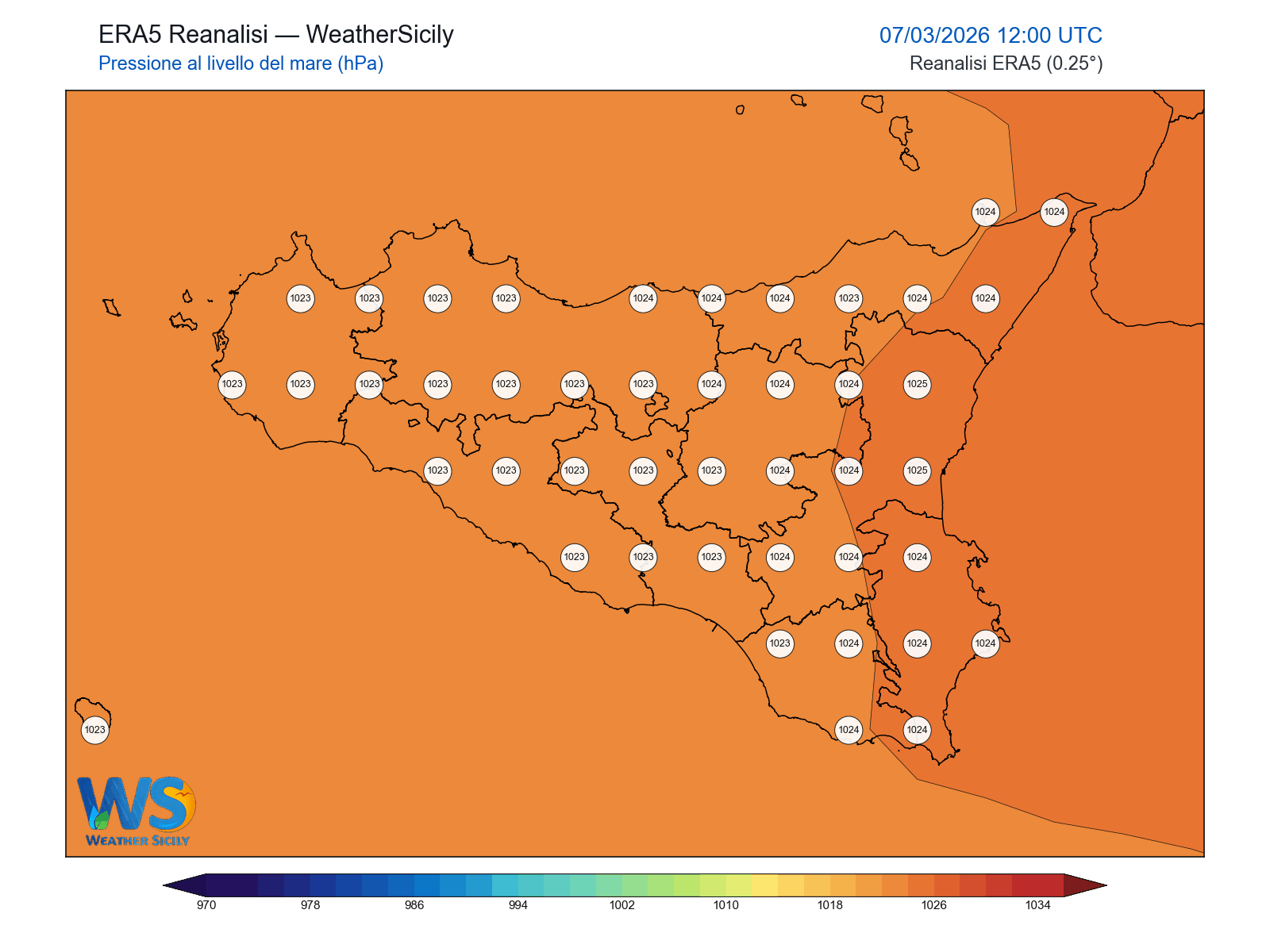Pressione al livello del mare · 2026030712