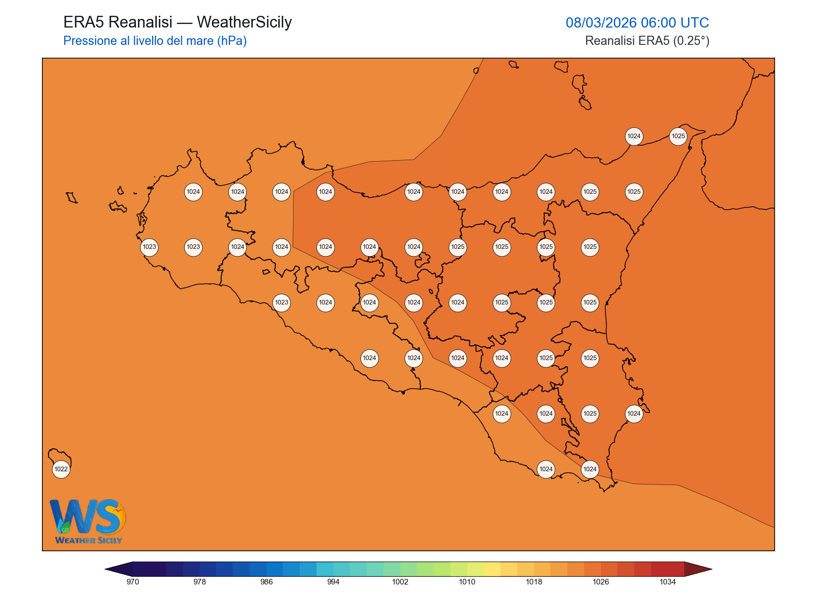 Pressione al livello del mare · 2026030806