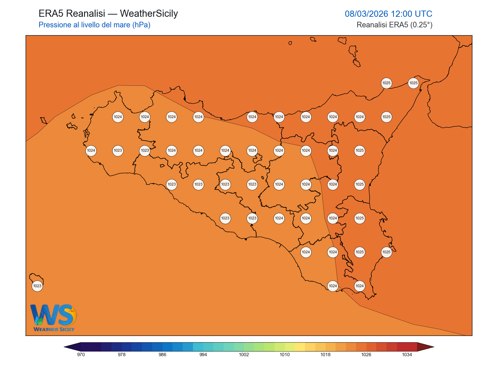 Pressione al livello del mare · 2026030812