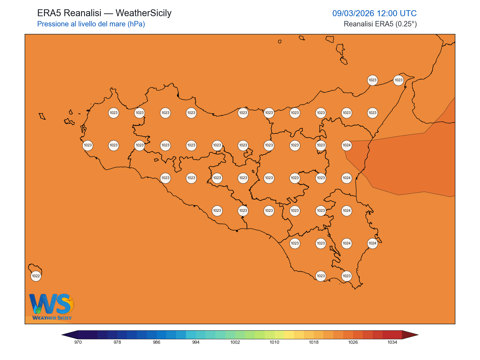 Pressione al livello del mare · 2026030912