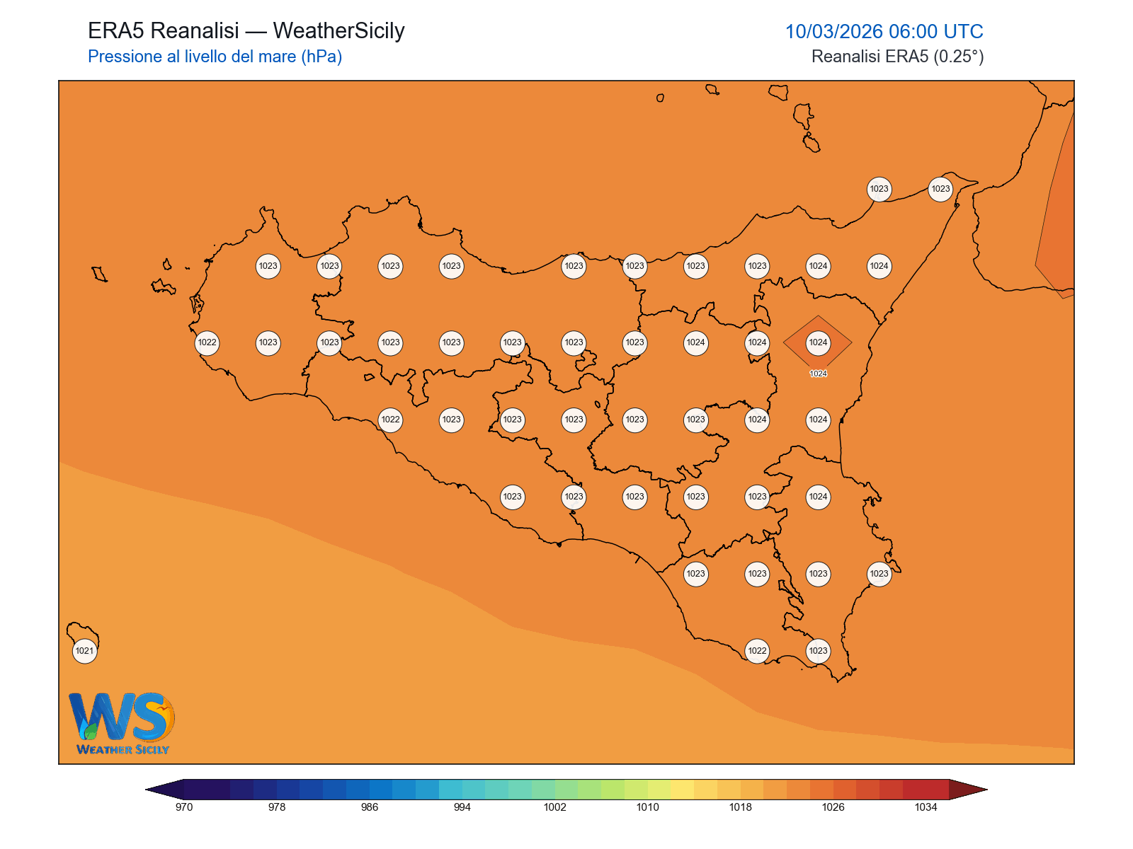 Pressione al livello del mare · 2026031006
