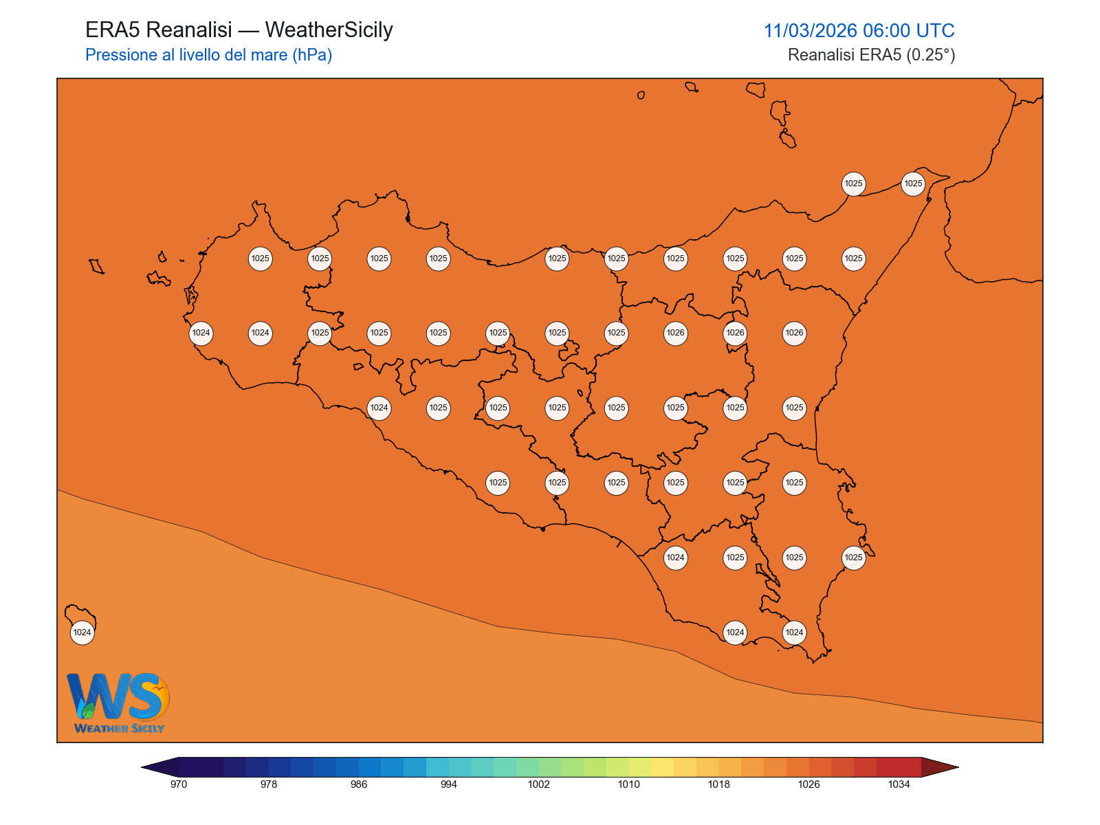 Pressione al livello del mare · 2026031106