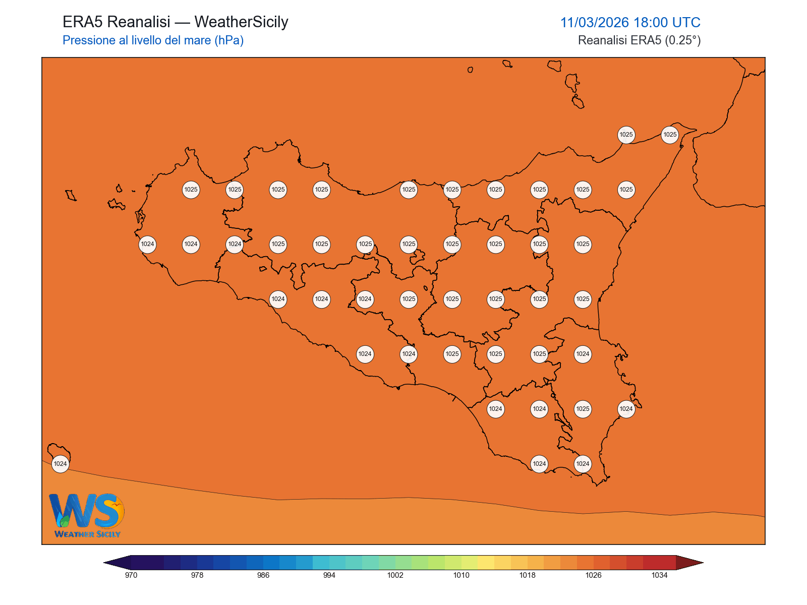 Pressione al livello del mare · 2026031118