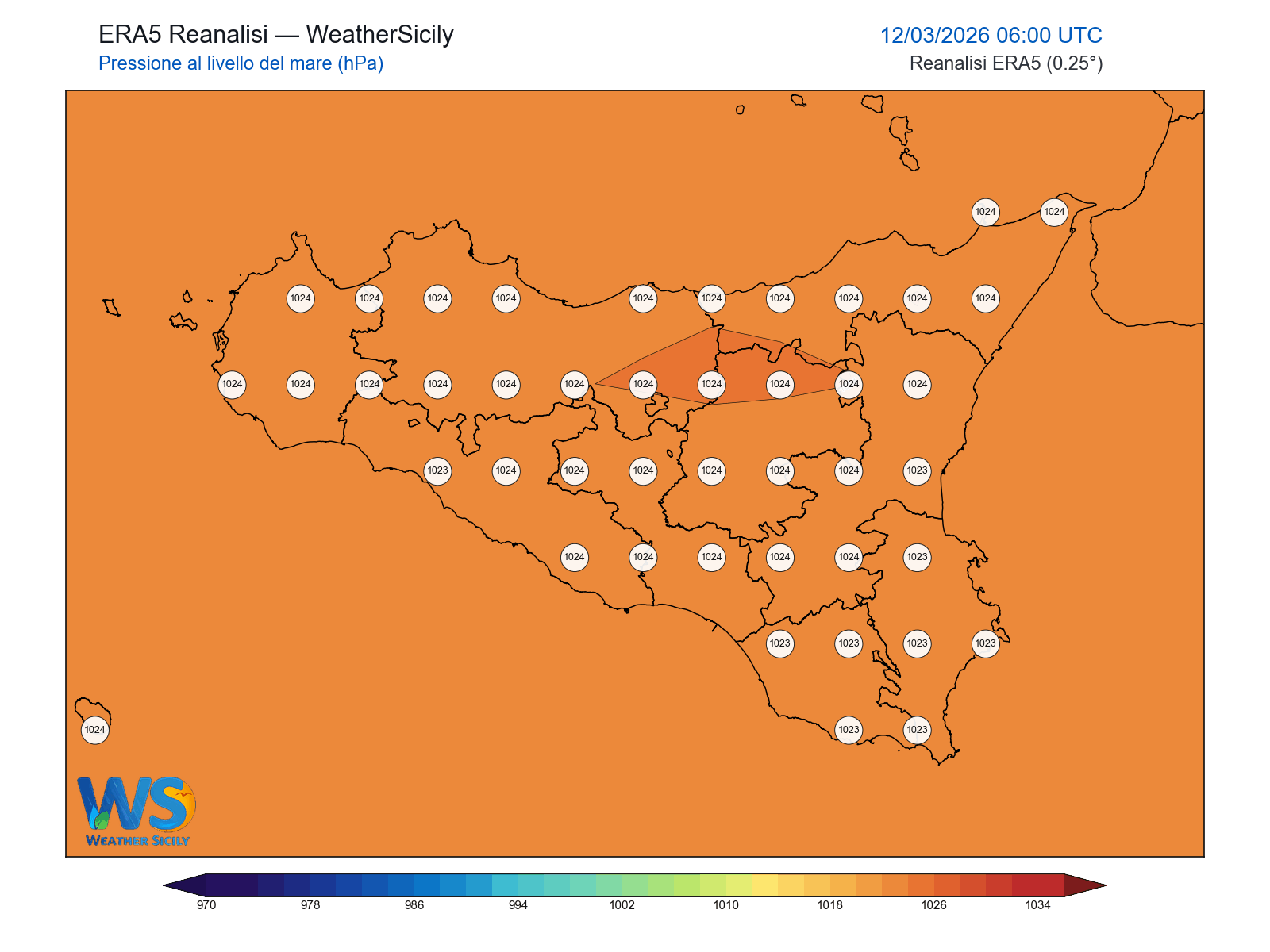 Pressione al livello del mare · 2026031206