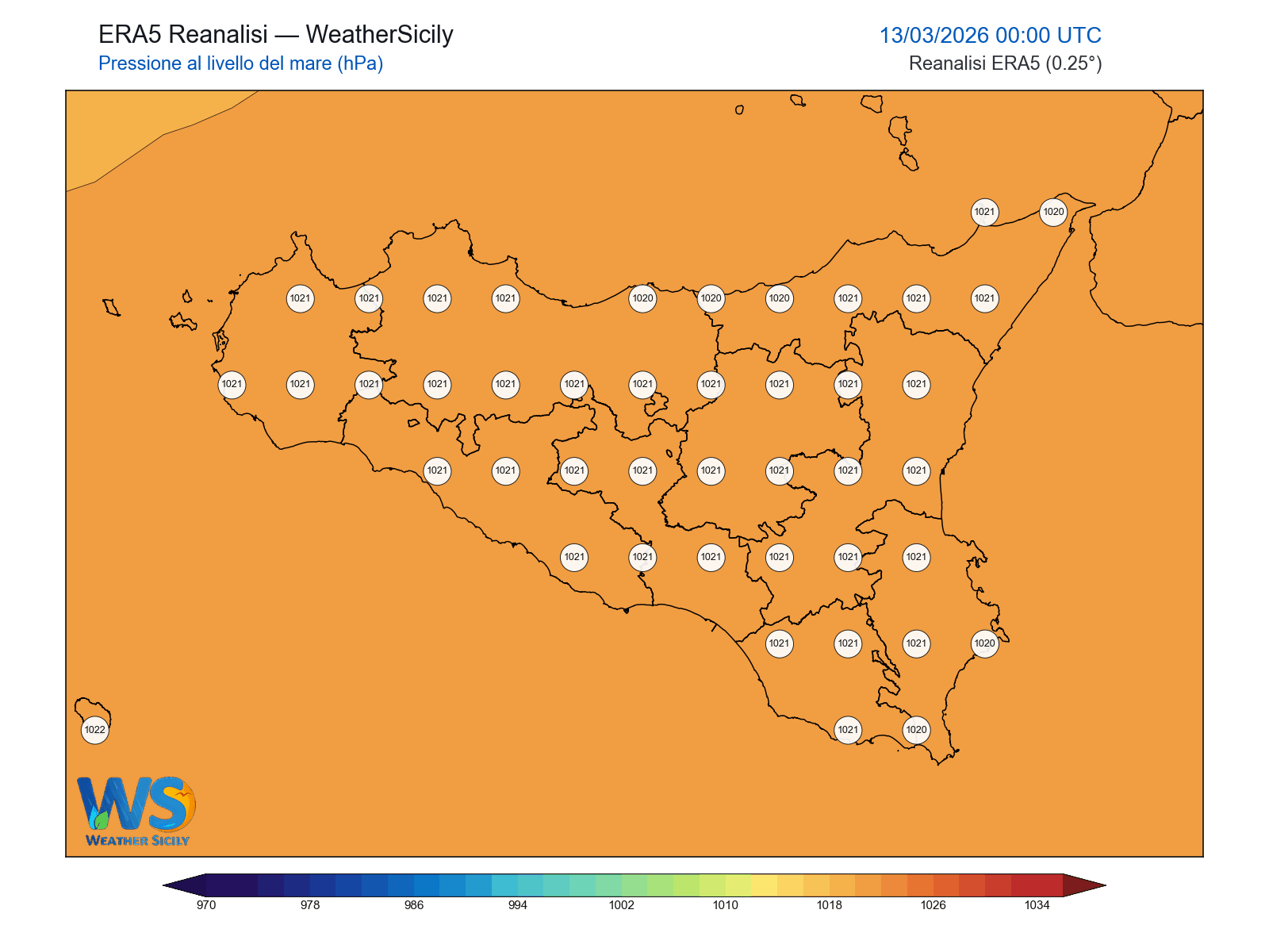 Pressione al livello del mare · 2026031300