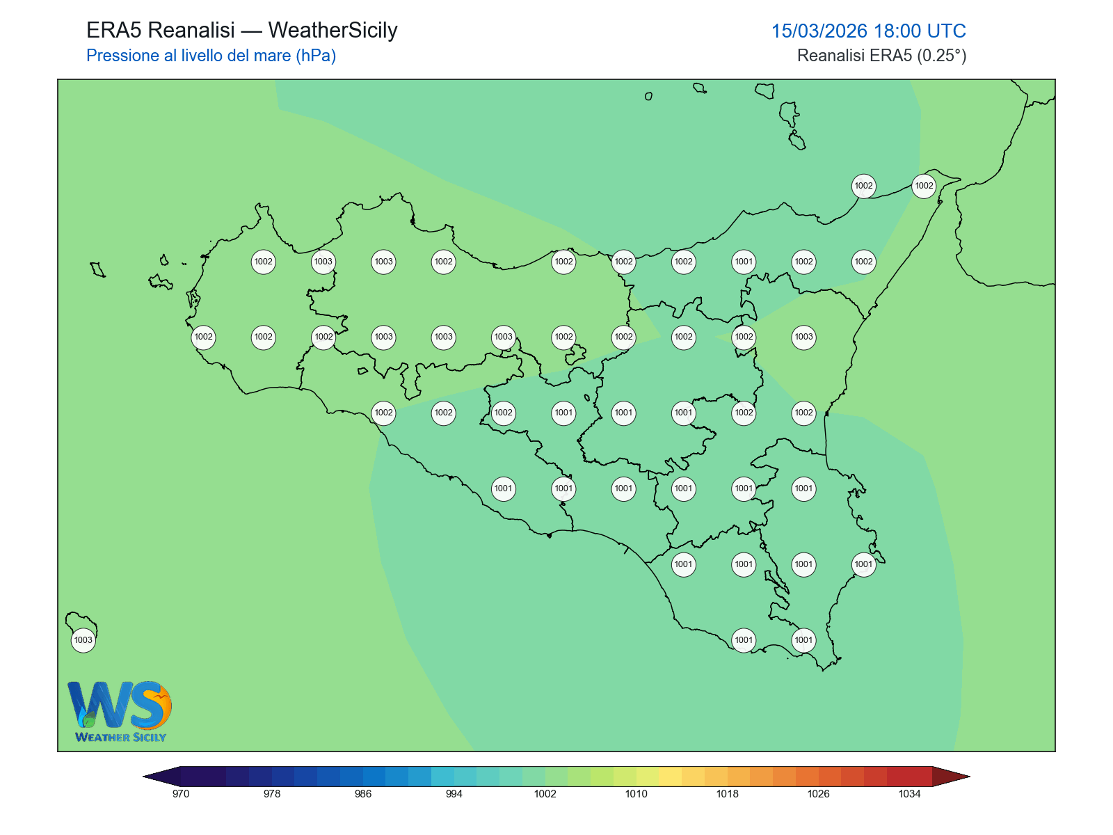 Pressione al livello del mare · 2026031518