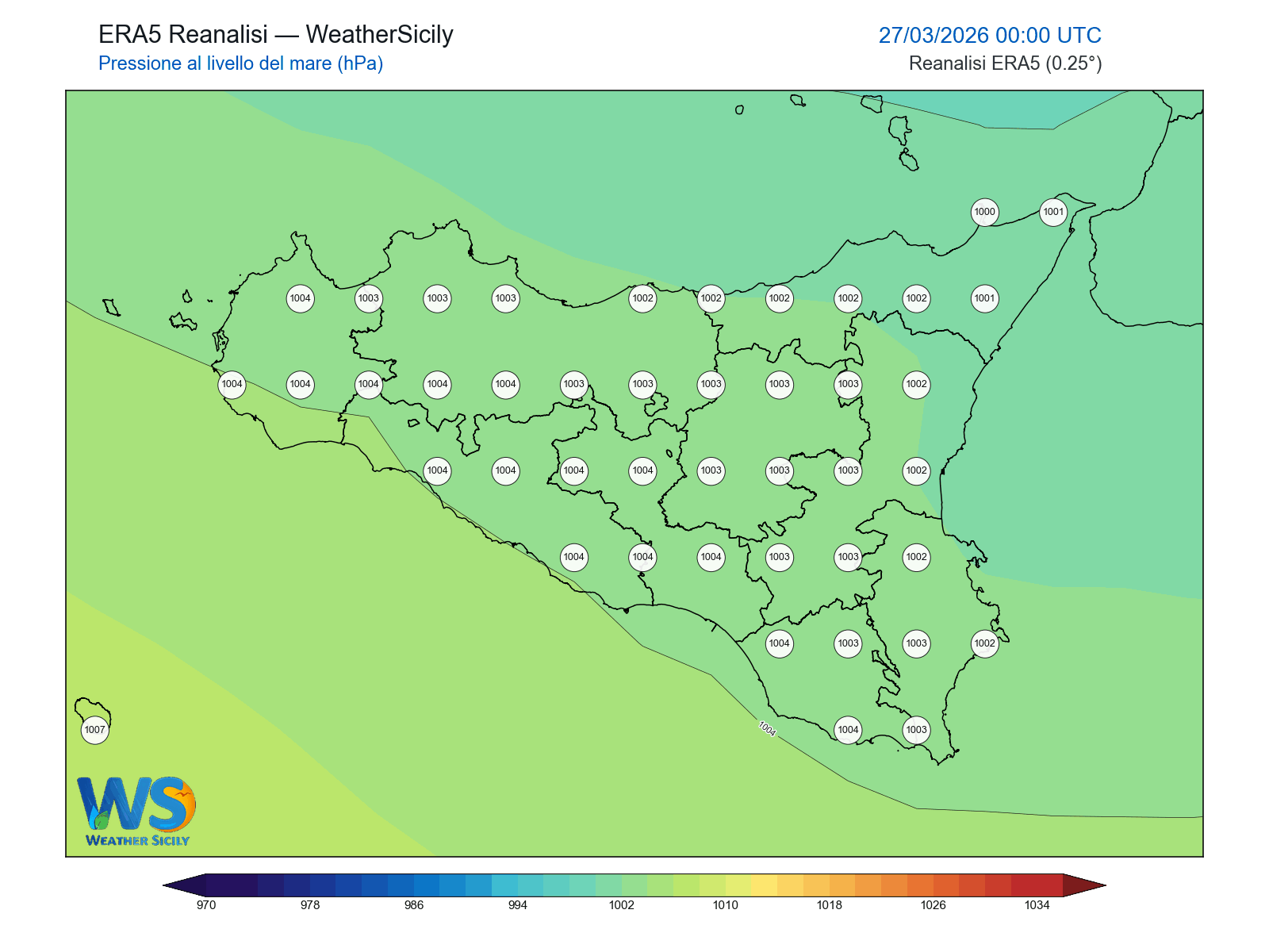 Pressione al livello del mare · 2026032700