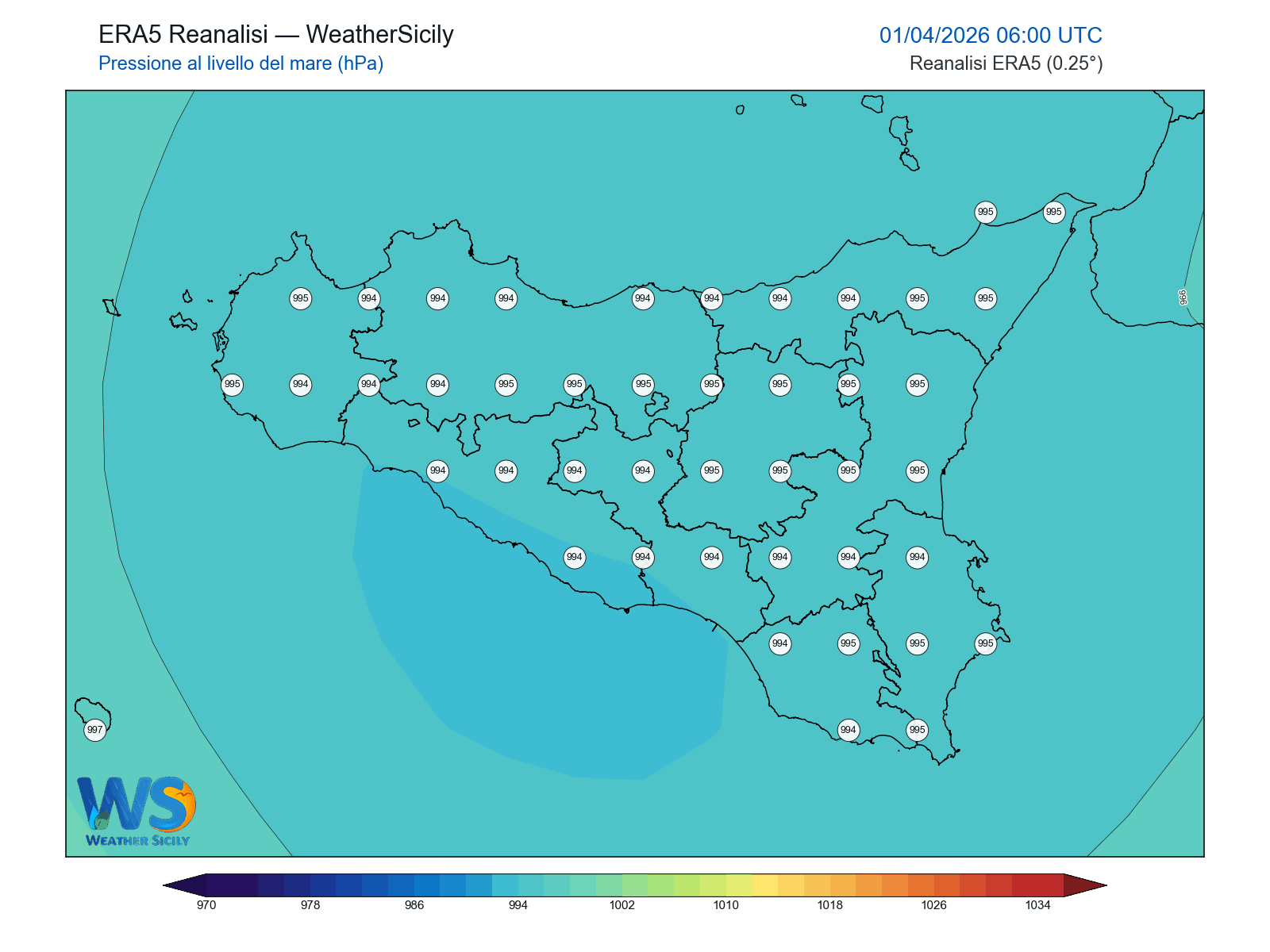 Pressione al livello del mare · 2026040106