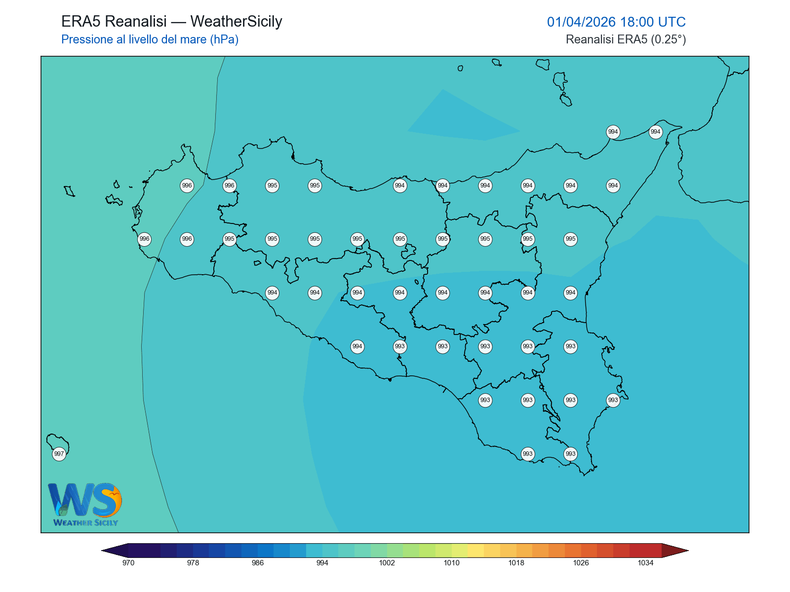 Pressione al livello del mare · 2026040118