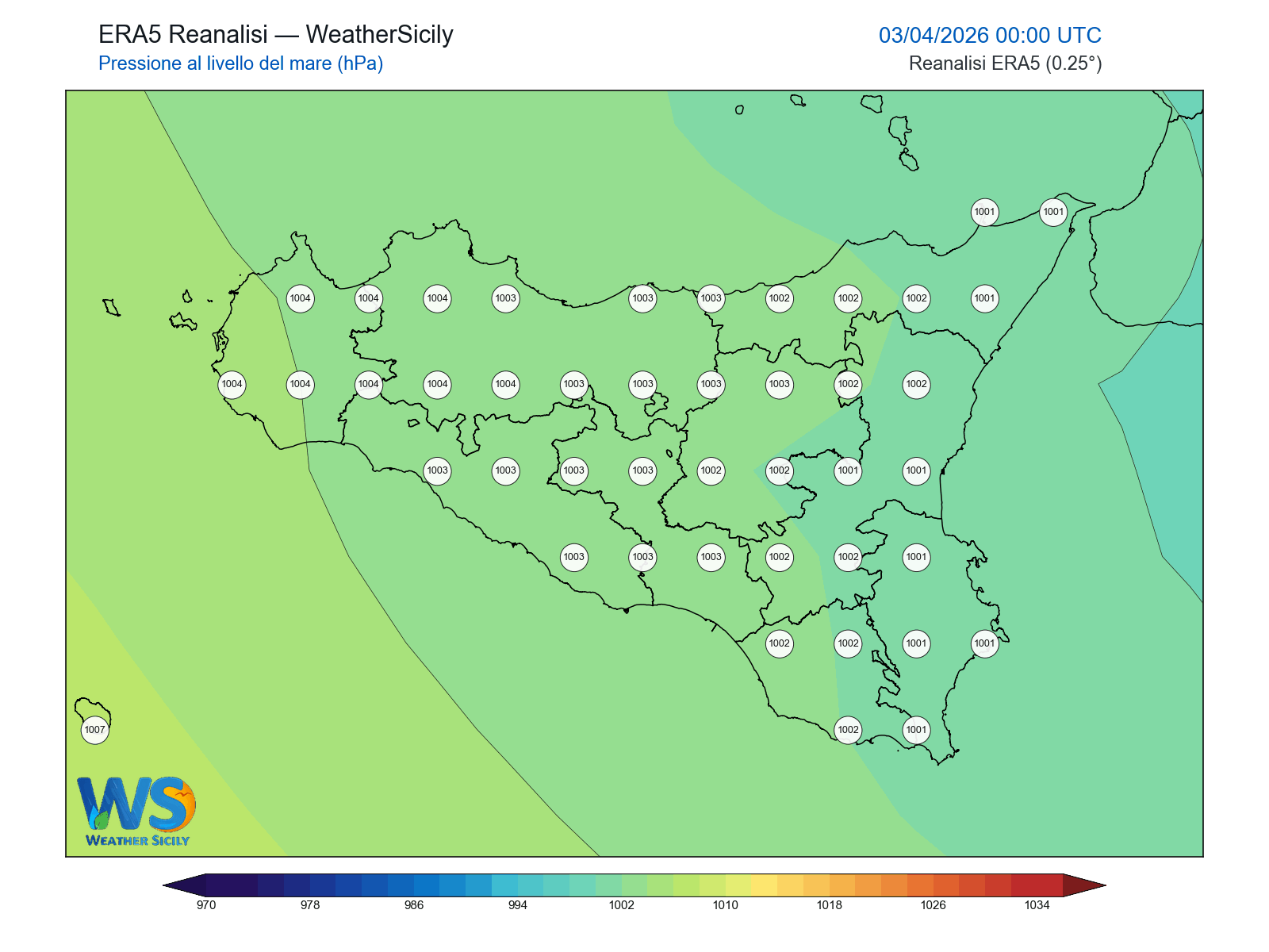 Pressione al livello del mare · 2026040300