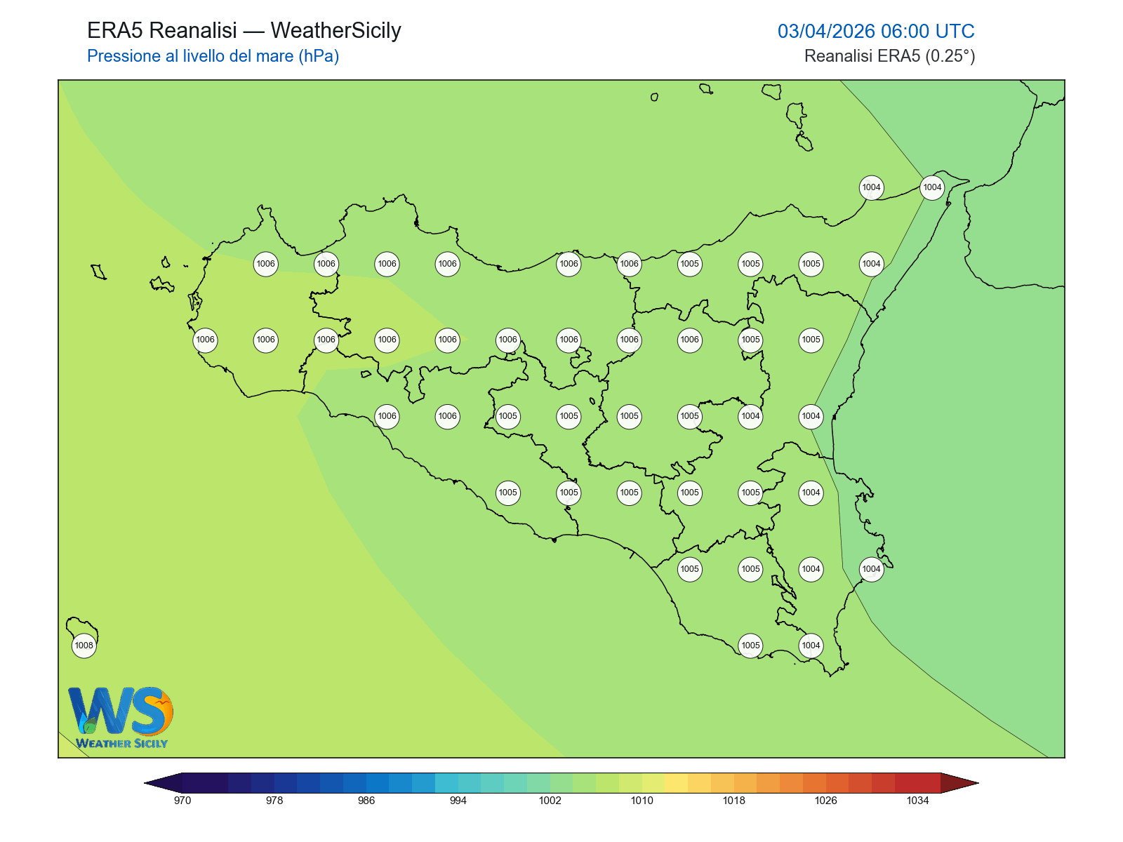 Pressione al livello del mare · 2026040306
