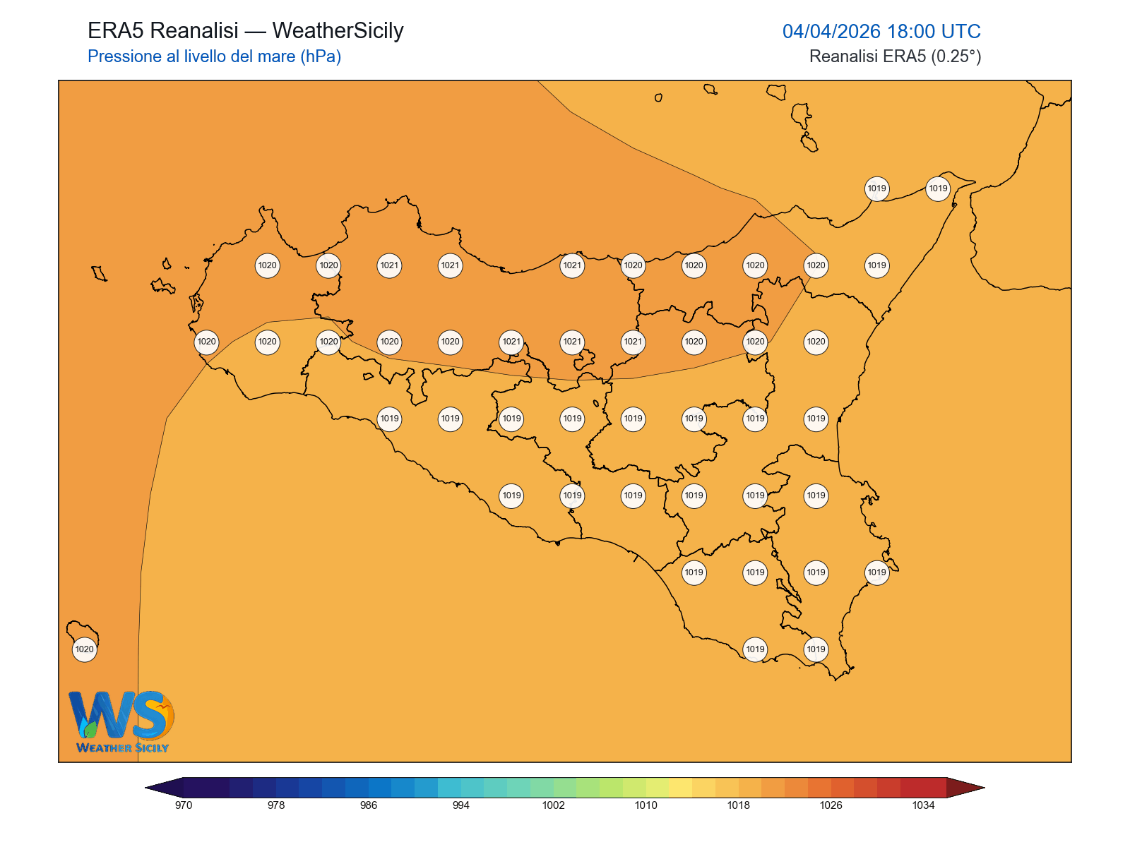 Pressione al livello del mare · 2026040418