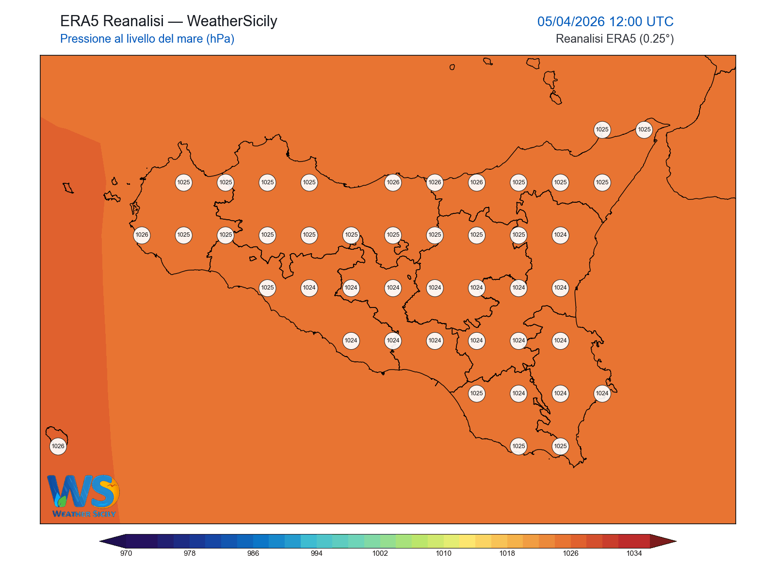 Pressione al livello del mare · 2026040512
