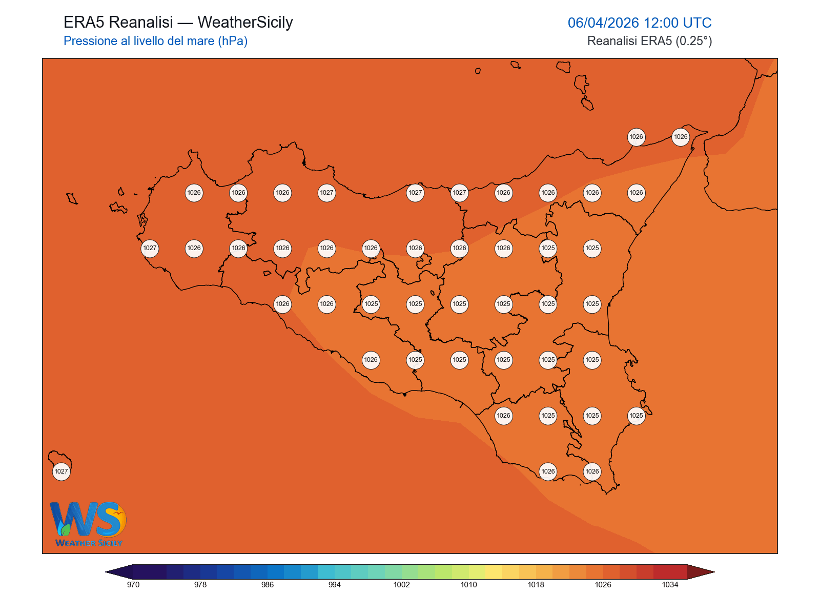 Pressione al livello del mare · 2026040612