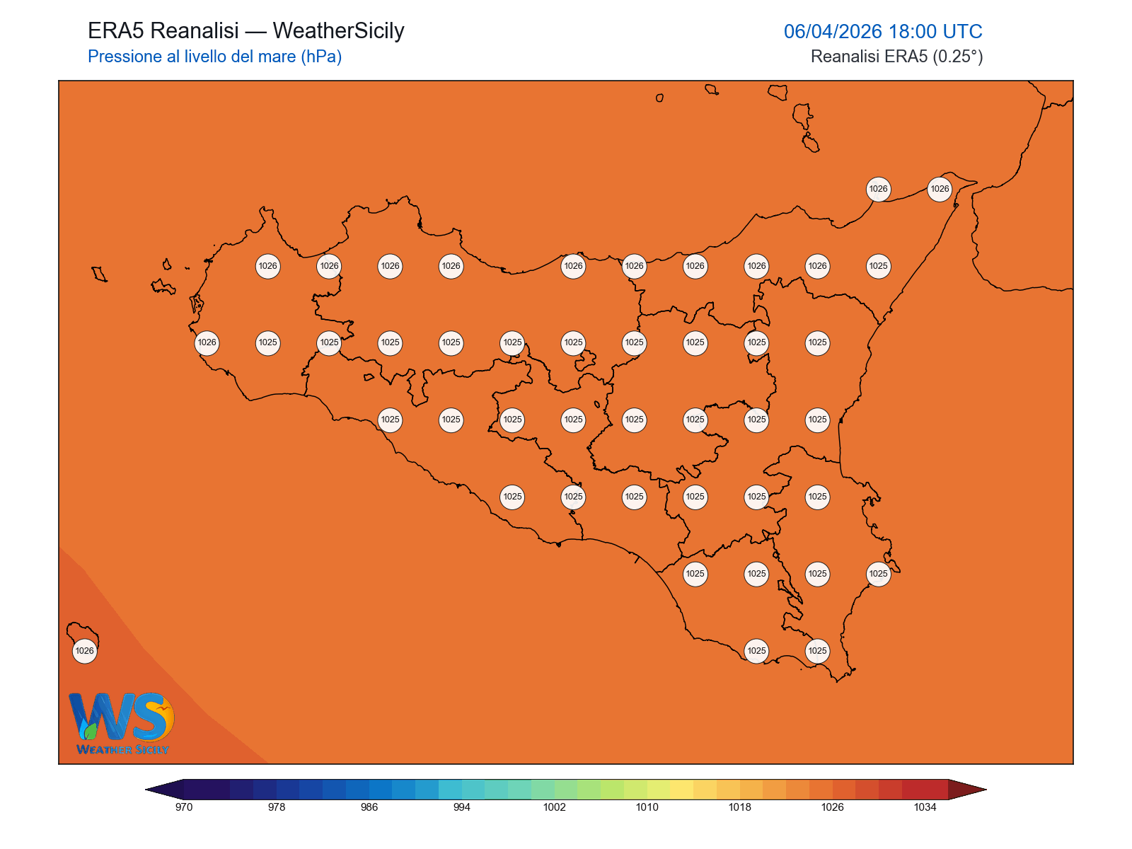 Pressione al livello del mare · 2026040618