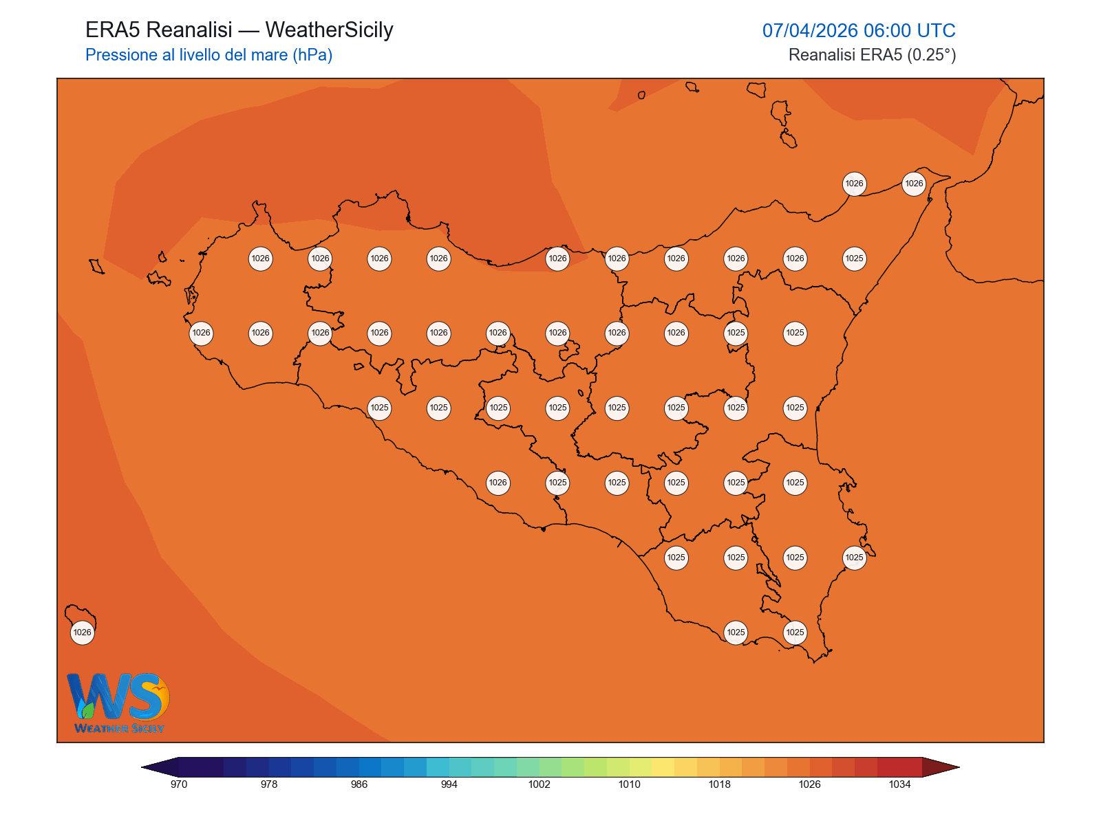 Pressione al livello del mare · 2026040706