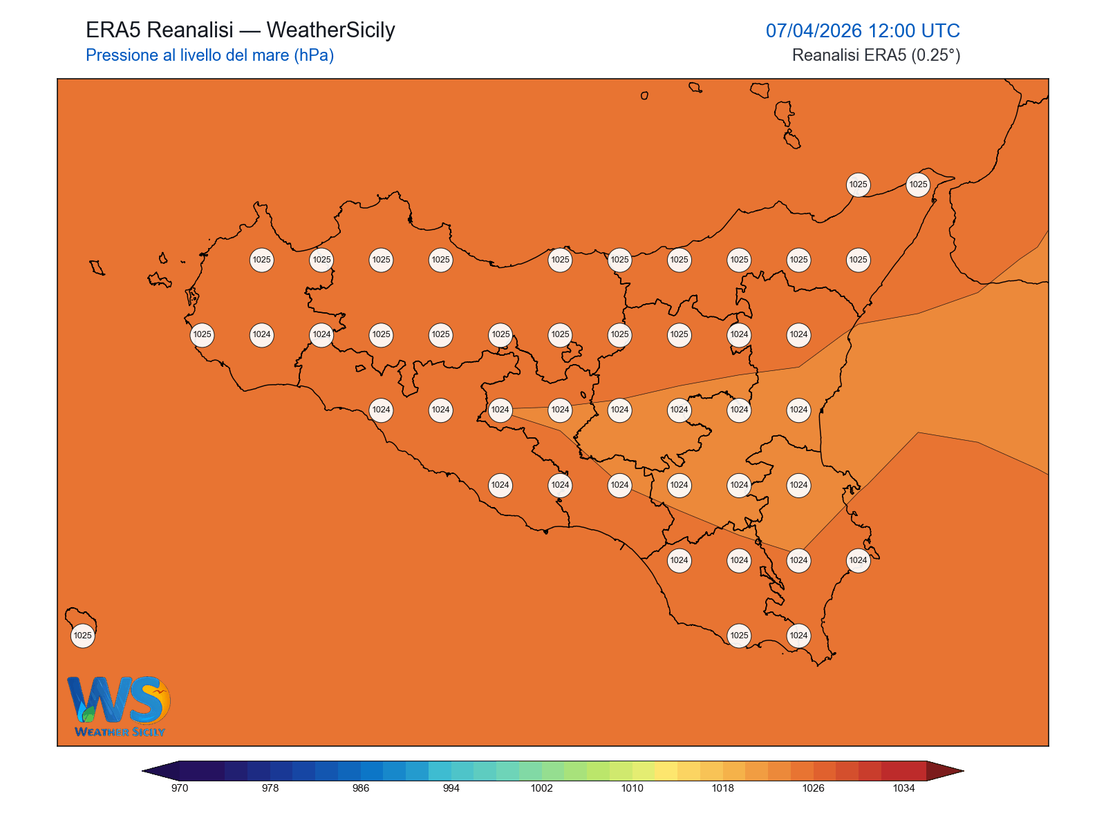 Pressione al livello del mare · 2026040712