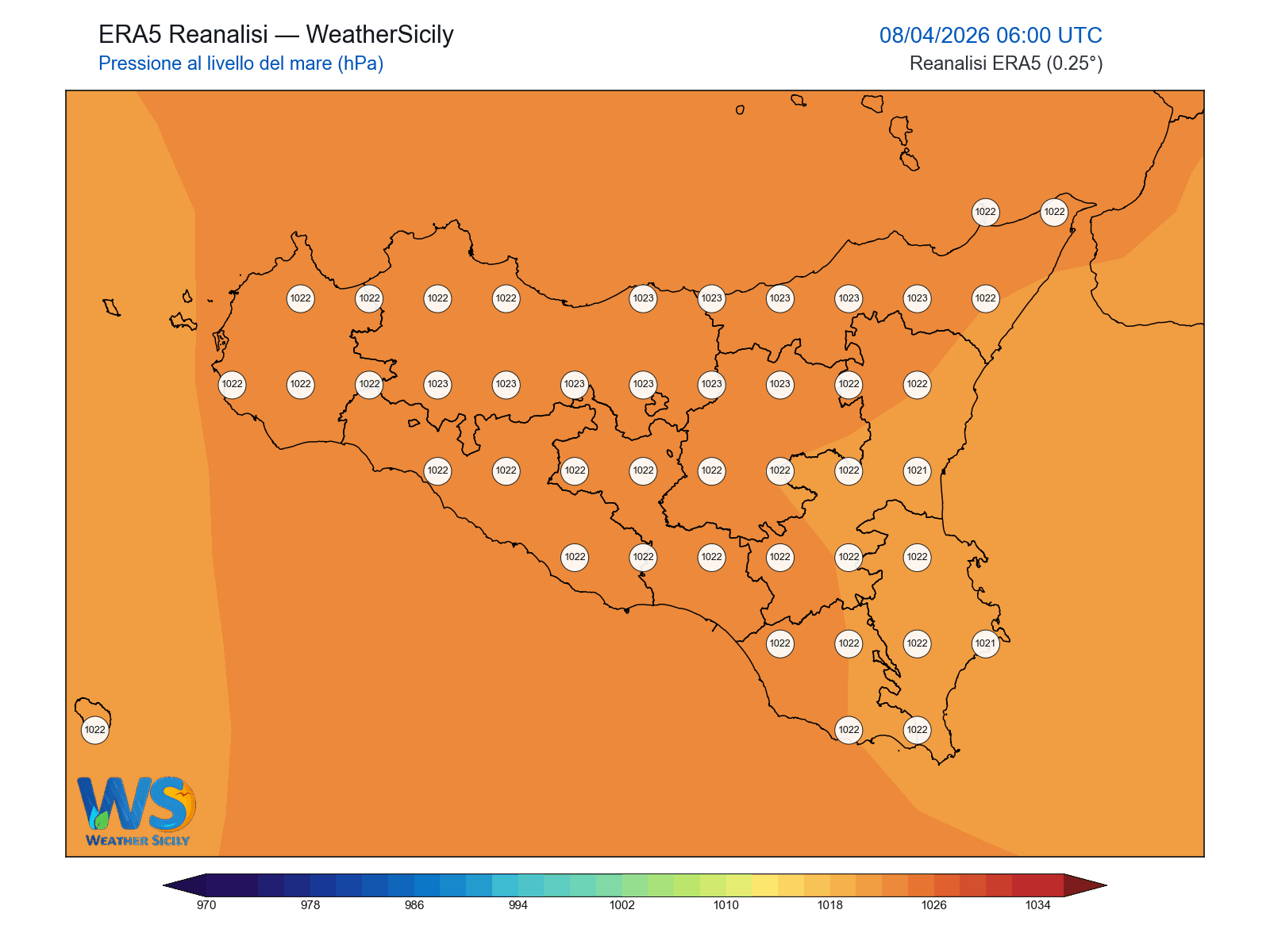 Pressione al livello del mare · 2026040806