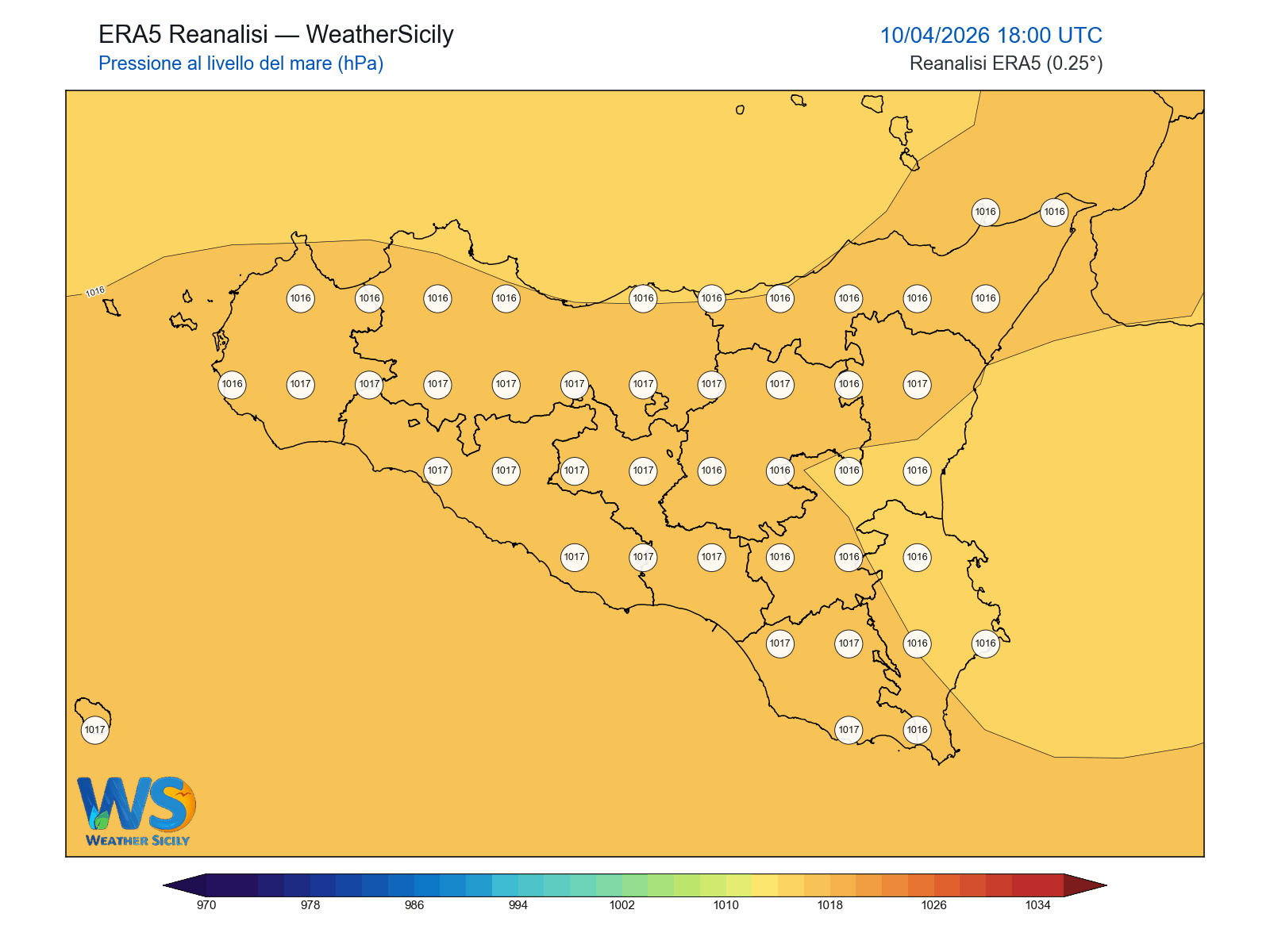 Pressione al livello del mare · 2026041018