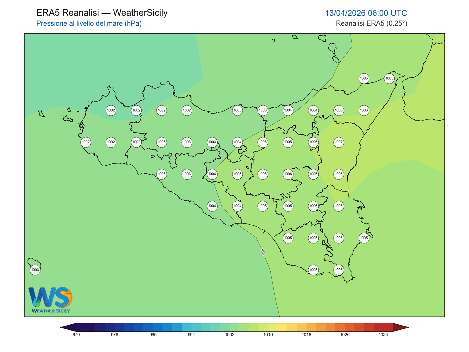 Pressione al livello del mare · 2026041306