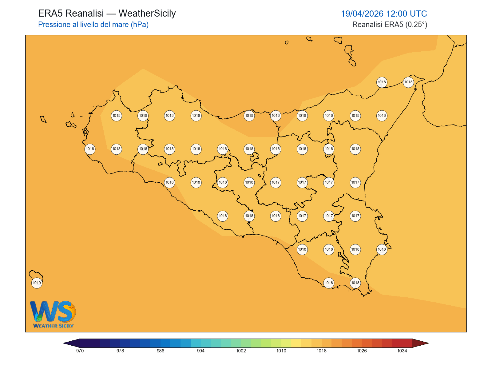 Pressione al livello del mare · 2026041912
