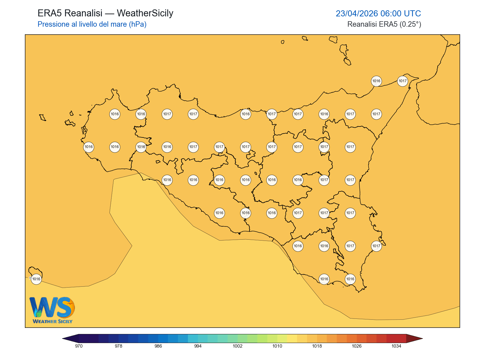 Pressione al livello del mare · 2026042306