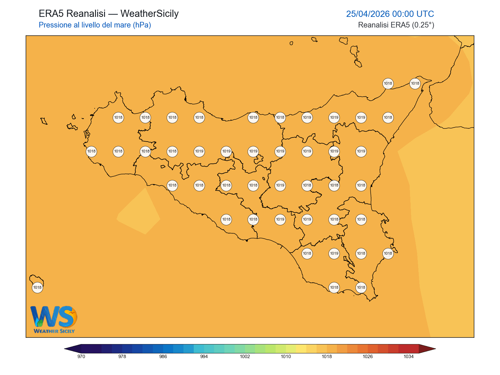 Pressione al livello del mare · 2026042500
