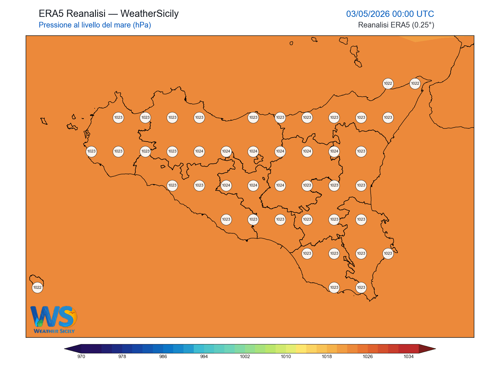 Pressione al livello del mare · 2026050300