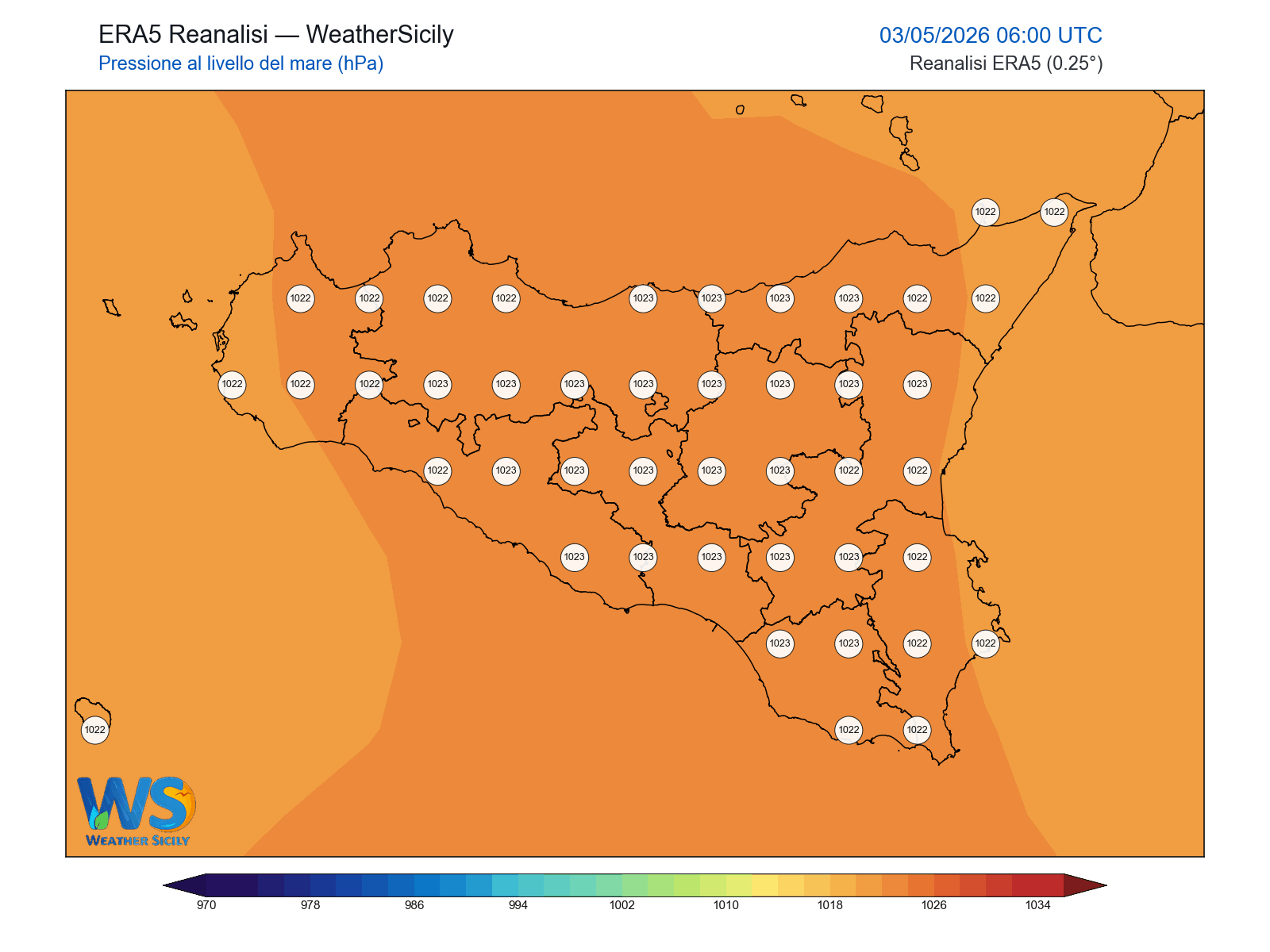Pressione al livello del mare · 2026050306