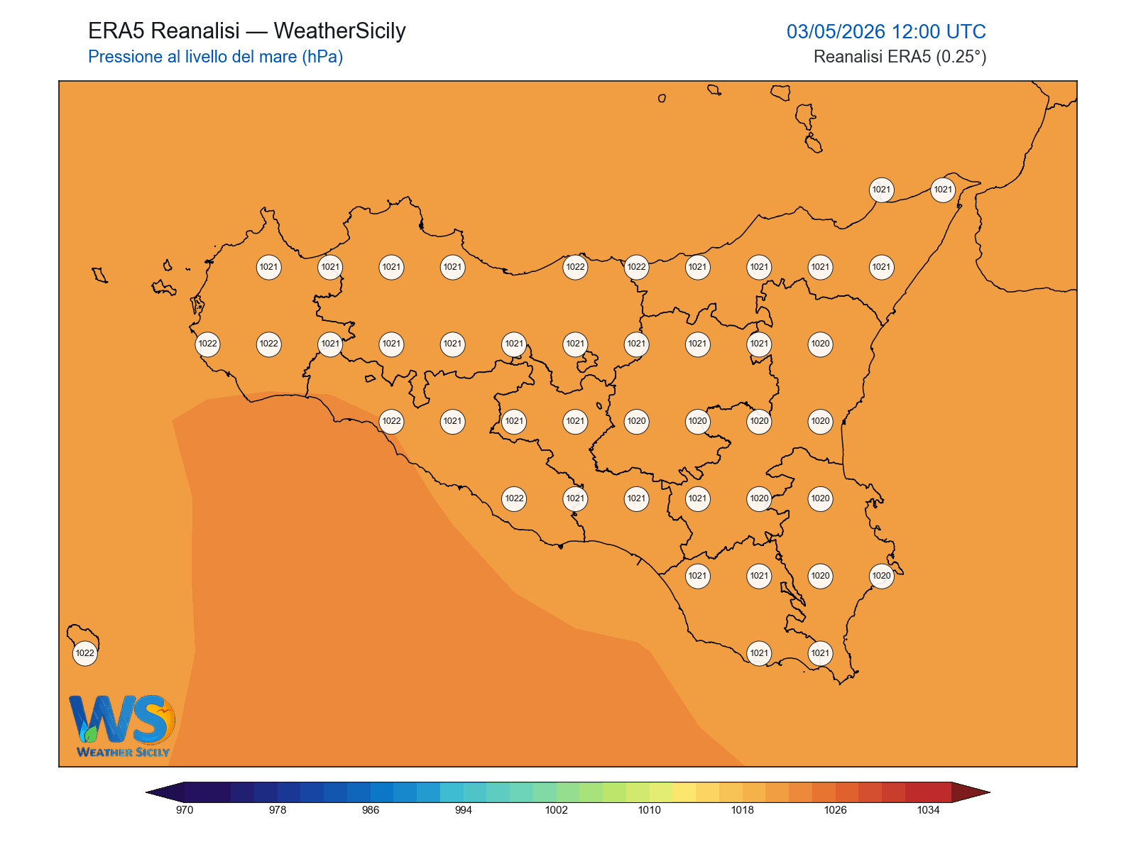 Pressione al livello del mare · 2026050312