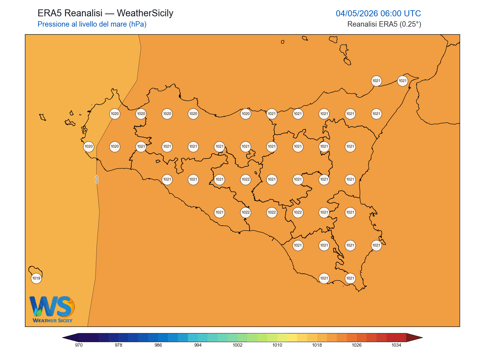 Pressione al livello del mare · 2026050406