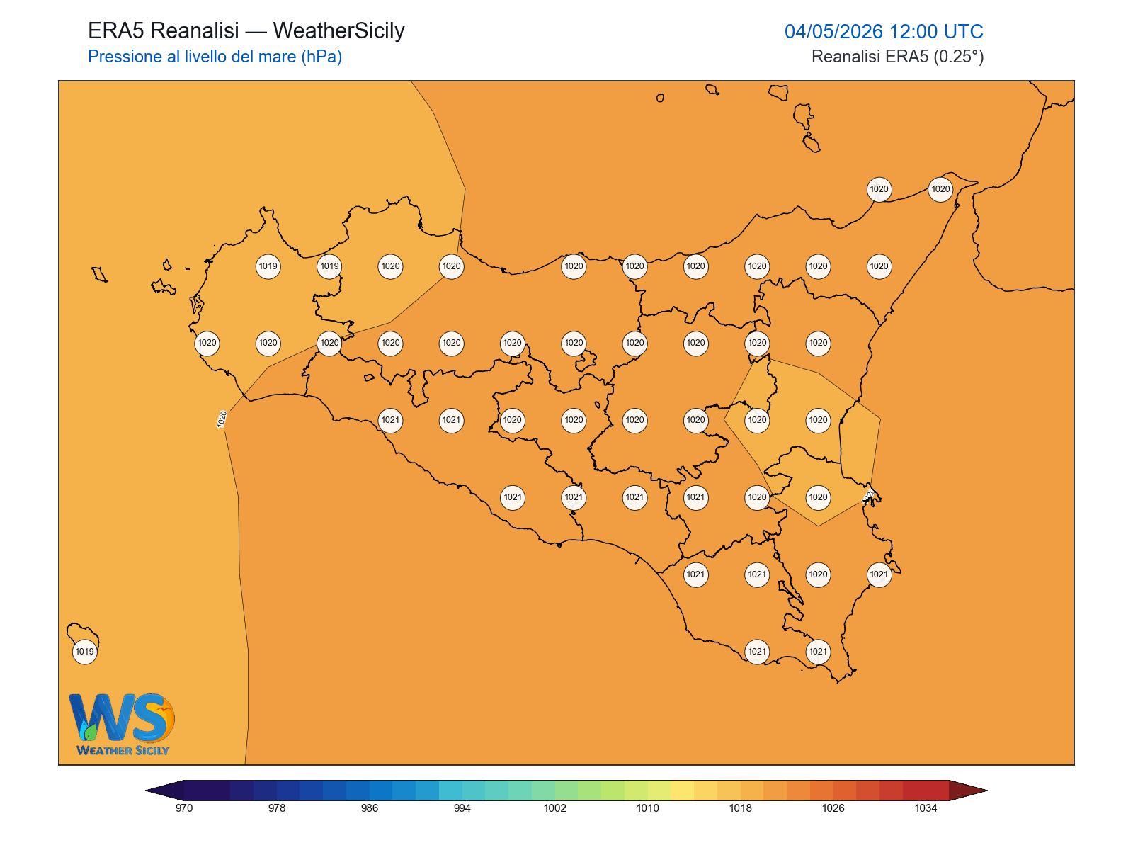 Pressione al livello del mare · 2026050412