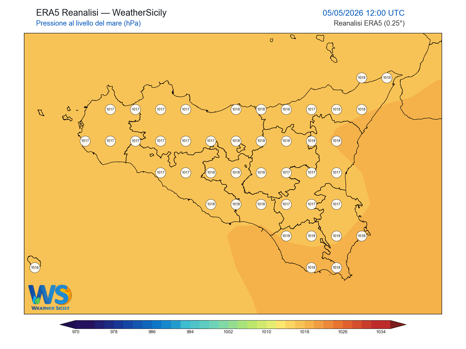 Pressione al livello del mare · 2026050512