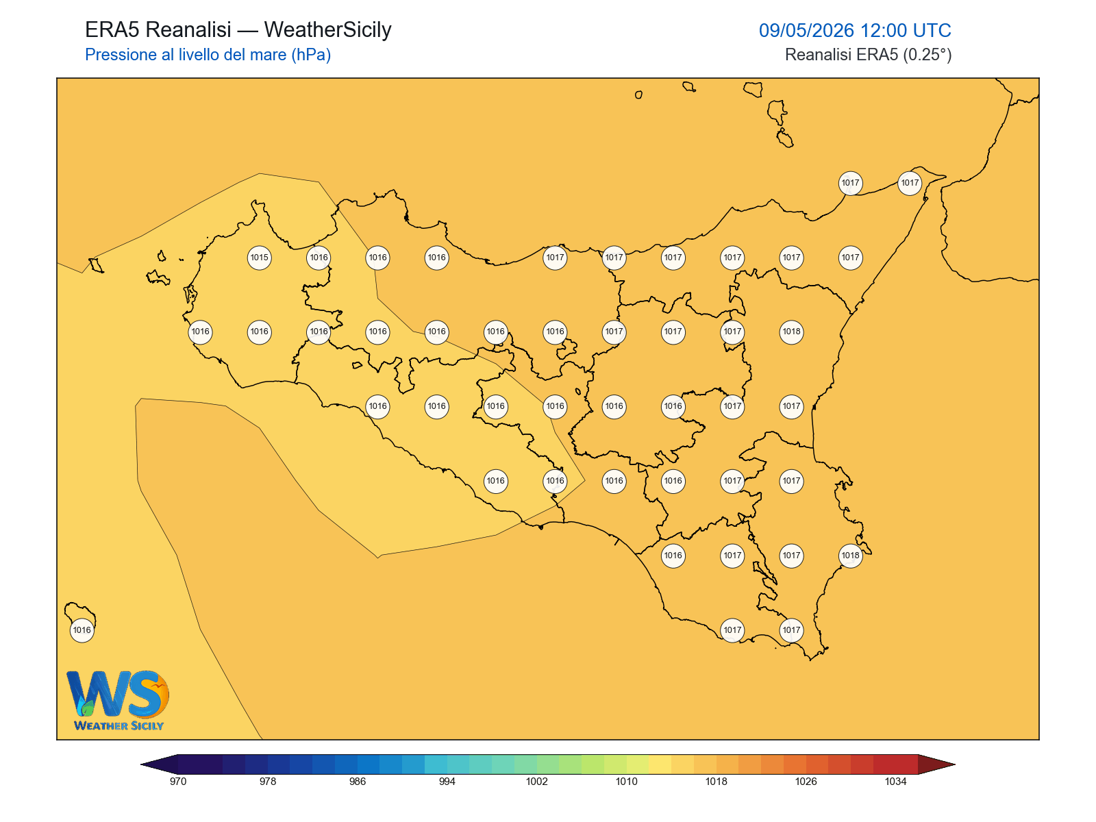 Pressione al livello del mare · 2026050912