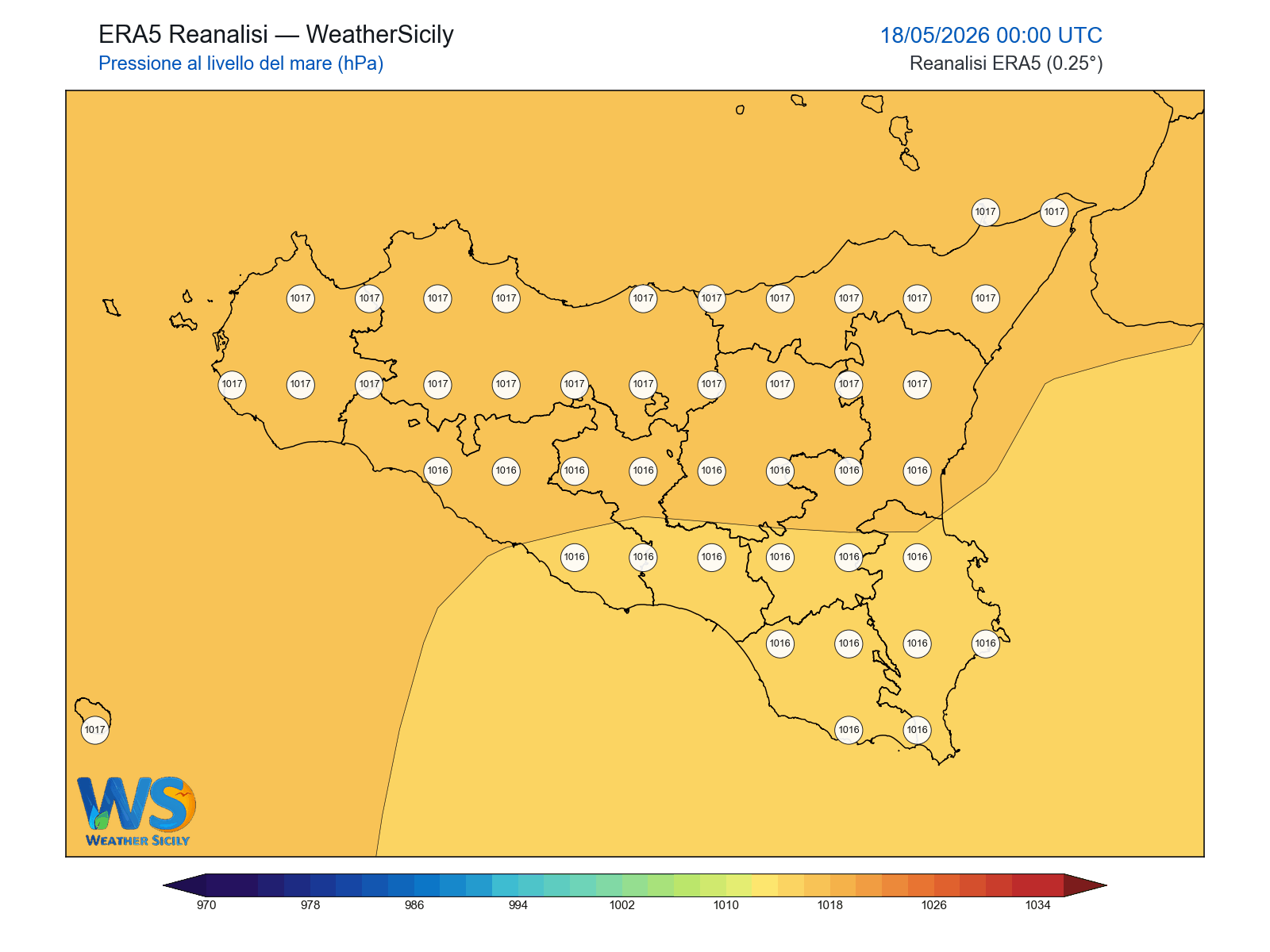 Pressione al livello del mare · 2026051800