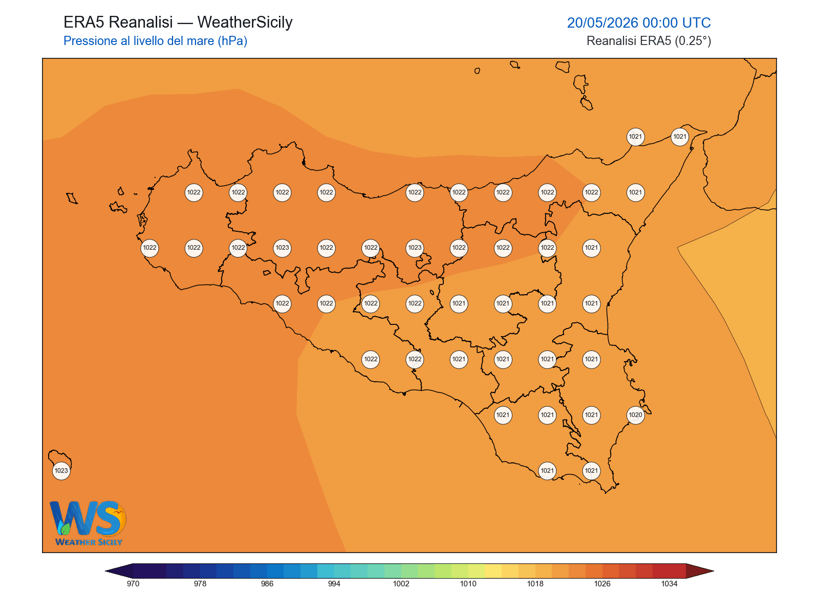 Pressione al livello del mare · 2026052000