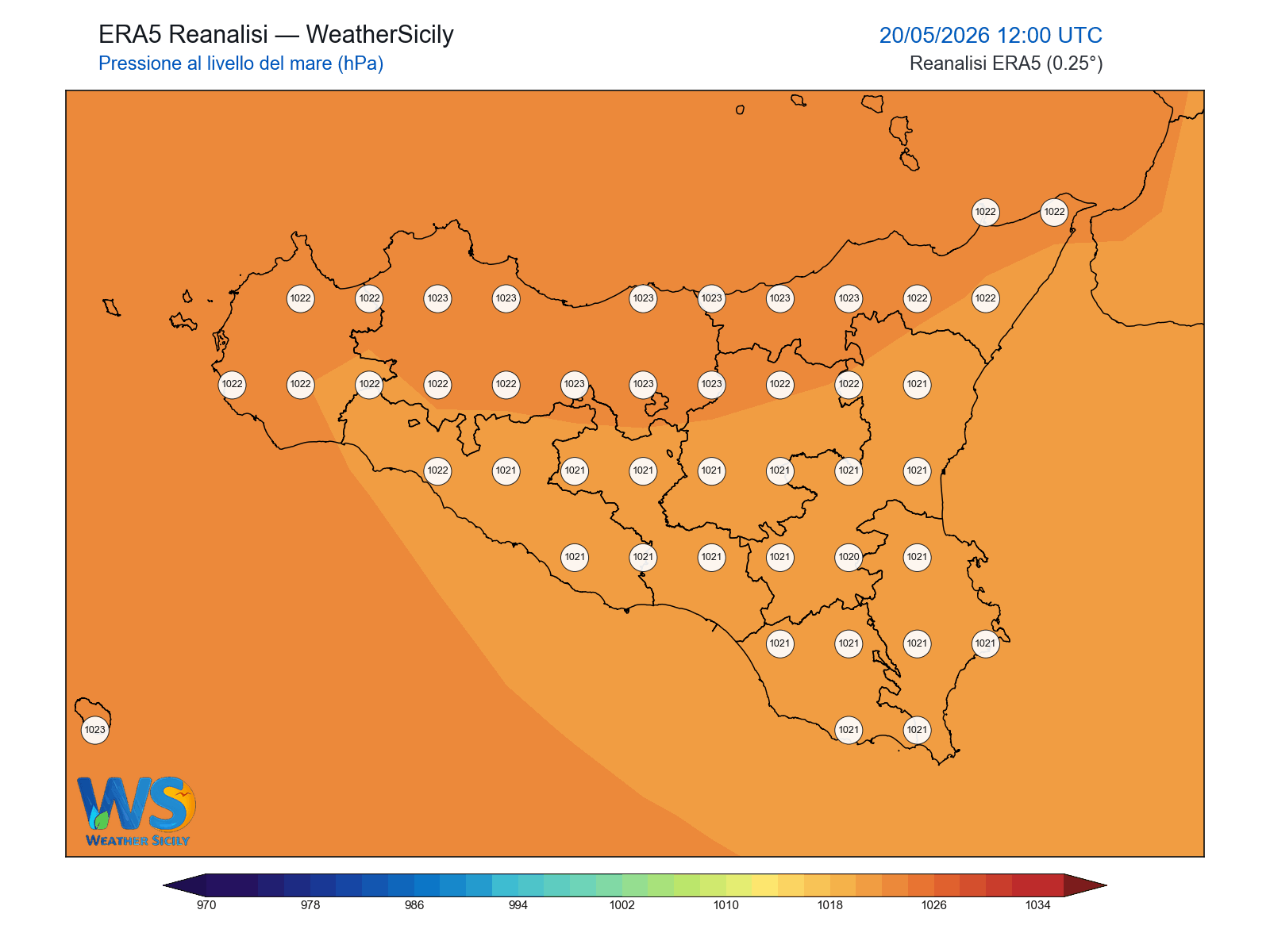 Pressione al livello del mare · 2026052012