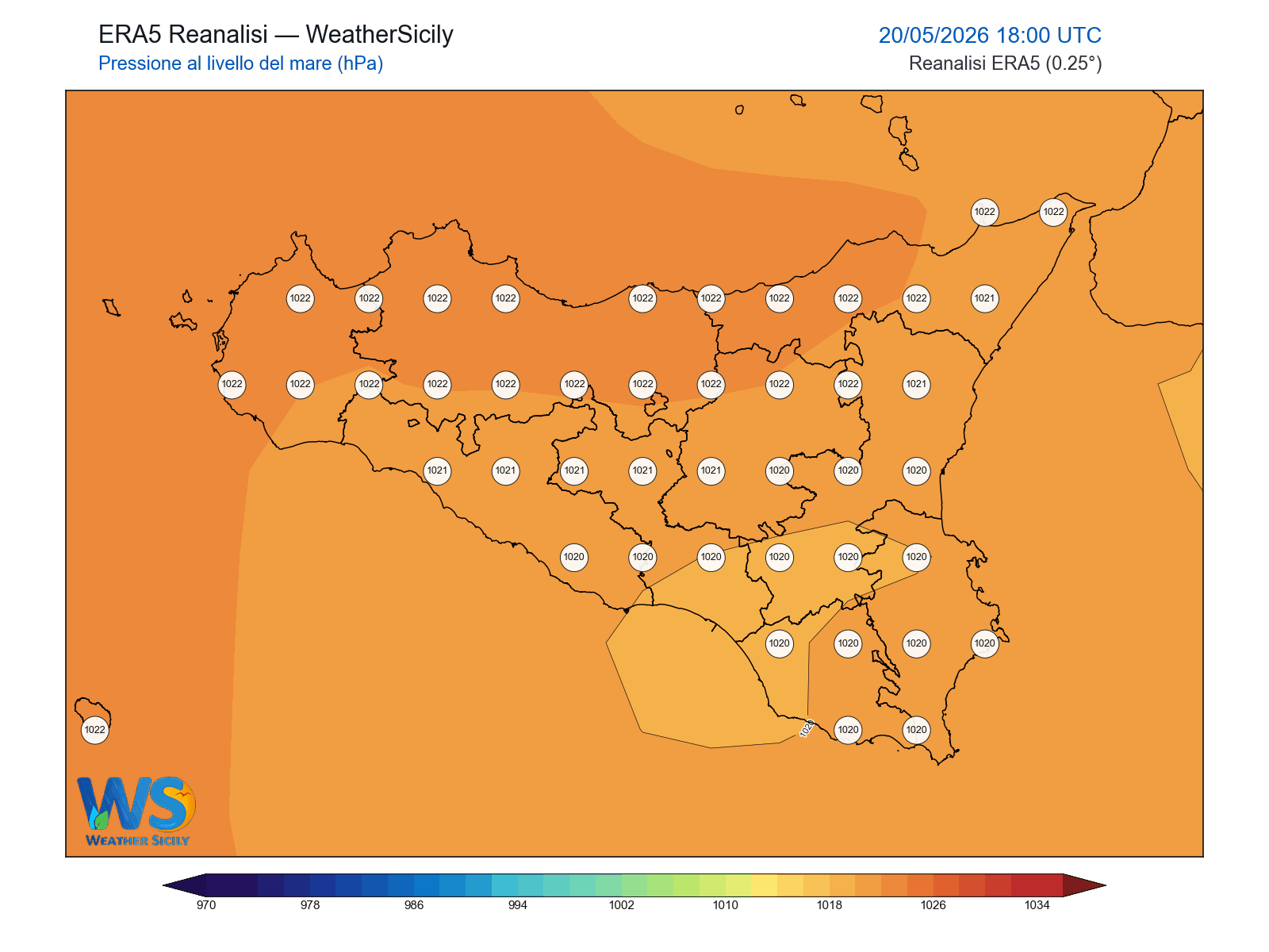 Pressione al livello del mare · 2026052018