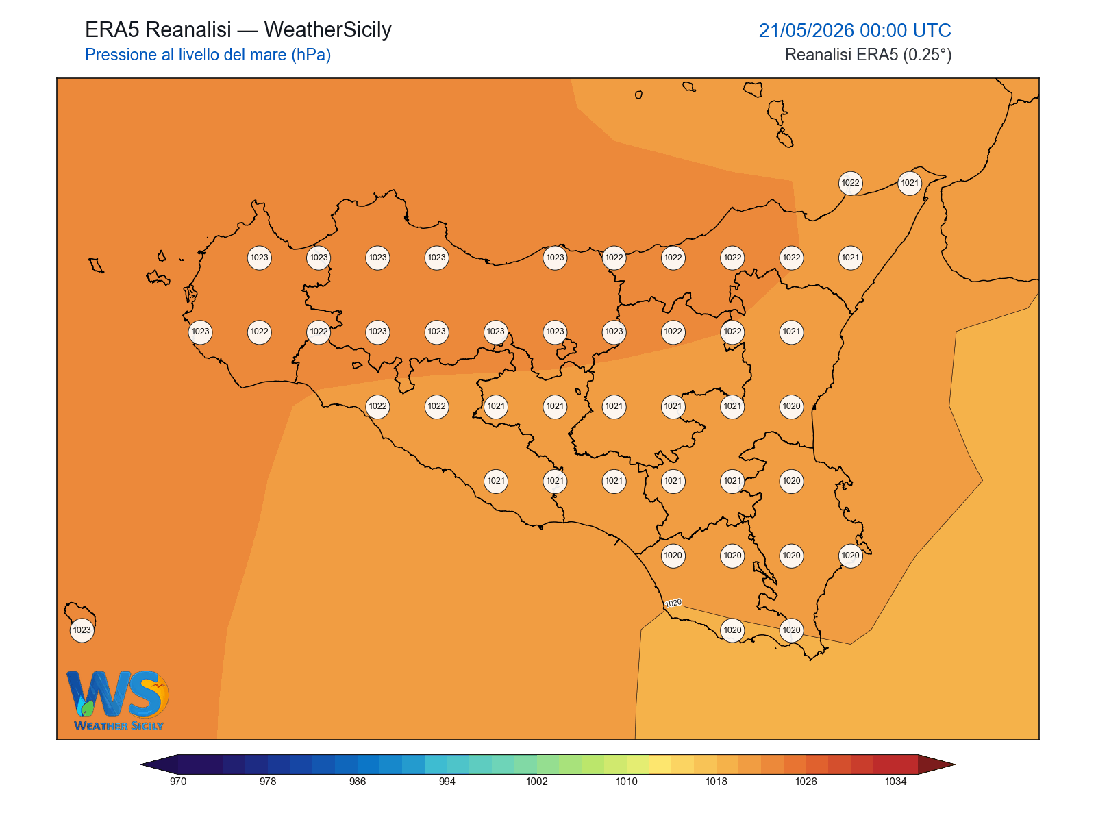 Pressione al livello del mare · 2026052100