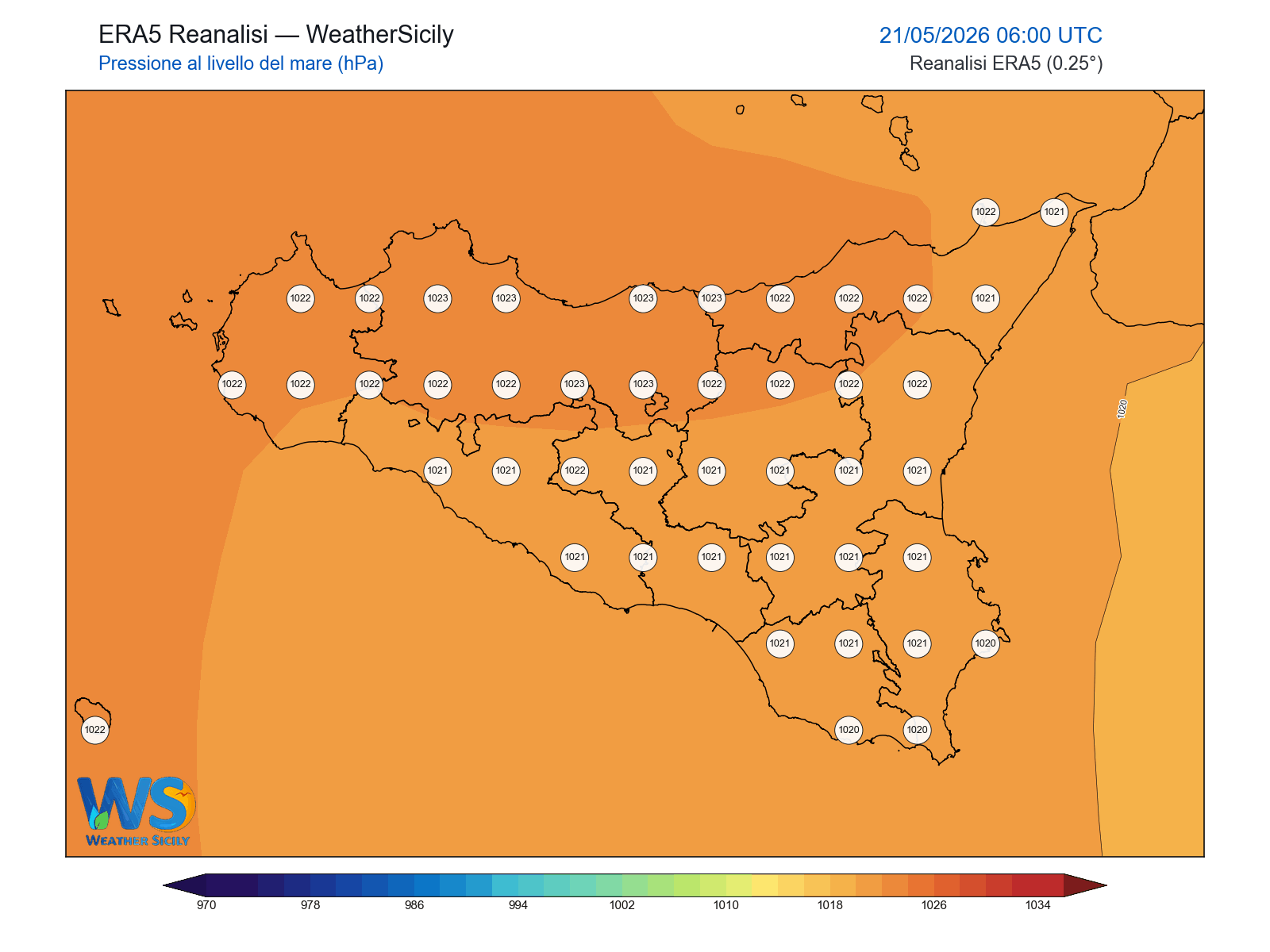 Pressione al livello del mare · 2026052106