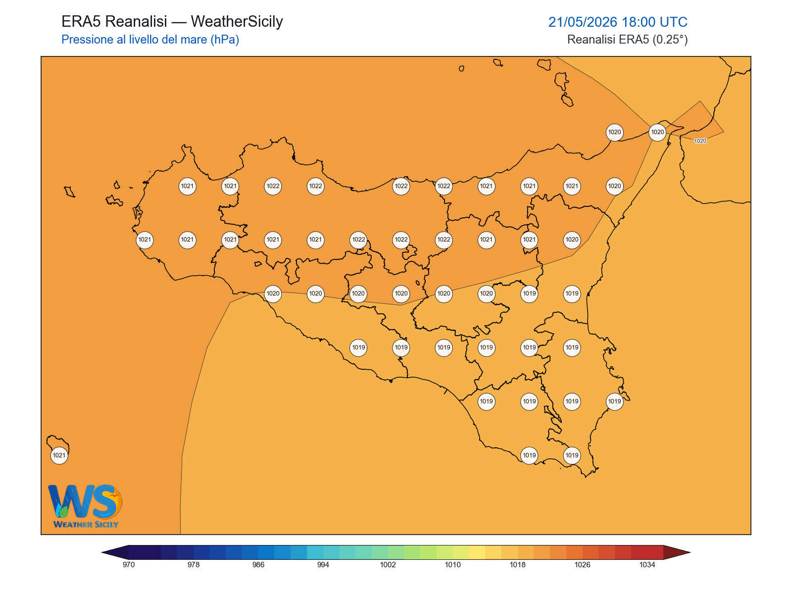 Pressione al livello del mare · 2026052118