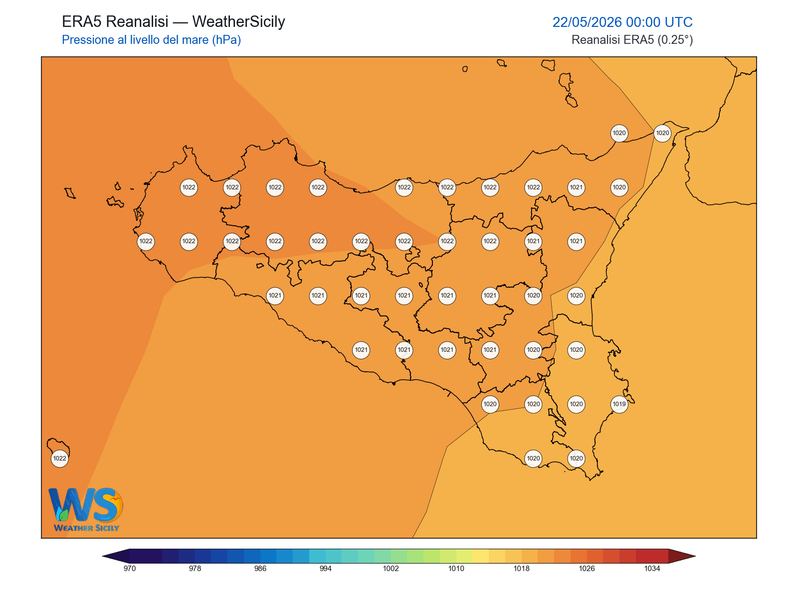 Pressione al livello del mare · 2026052200