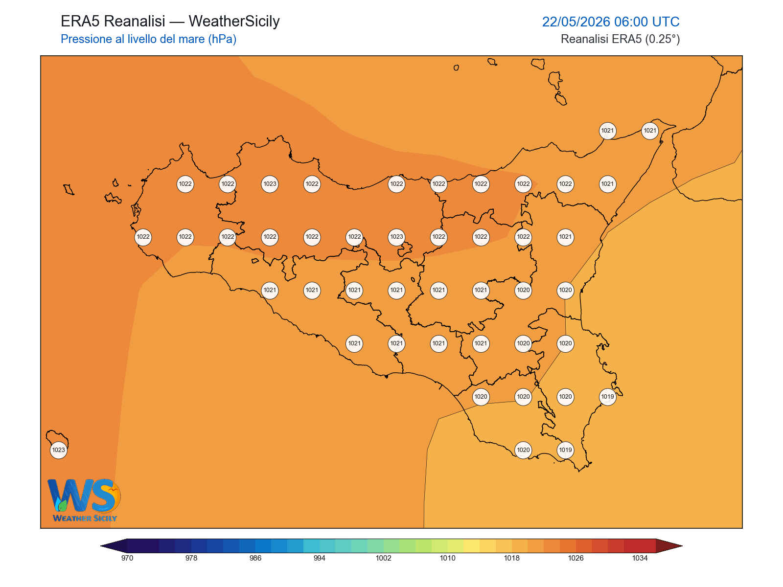 Pressione al livello del mare · 2026052206