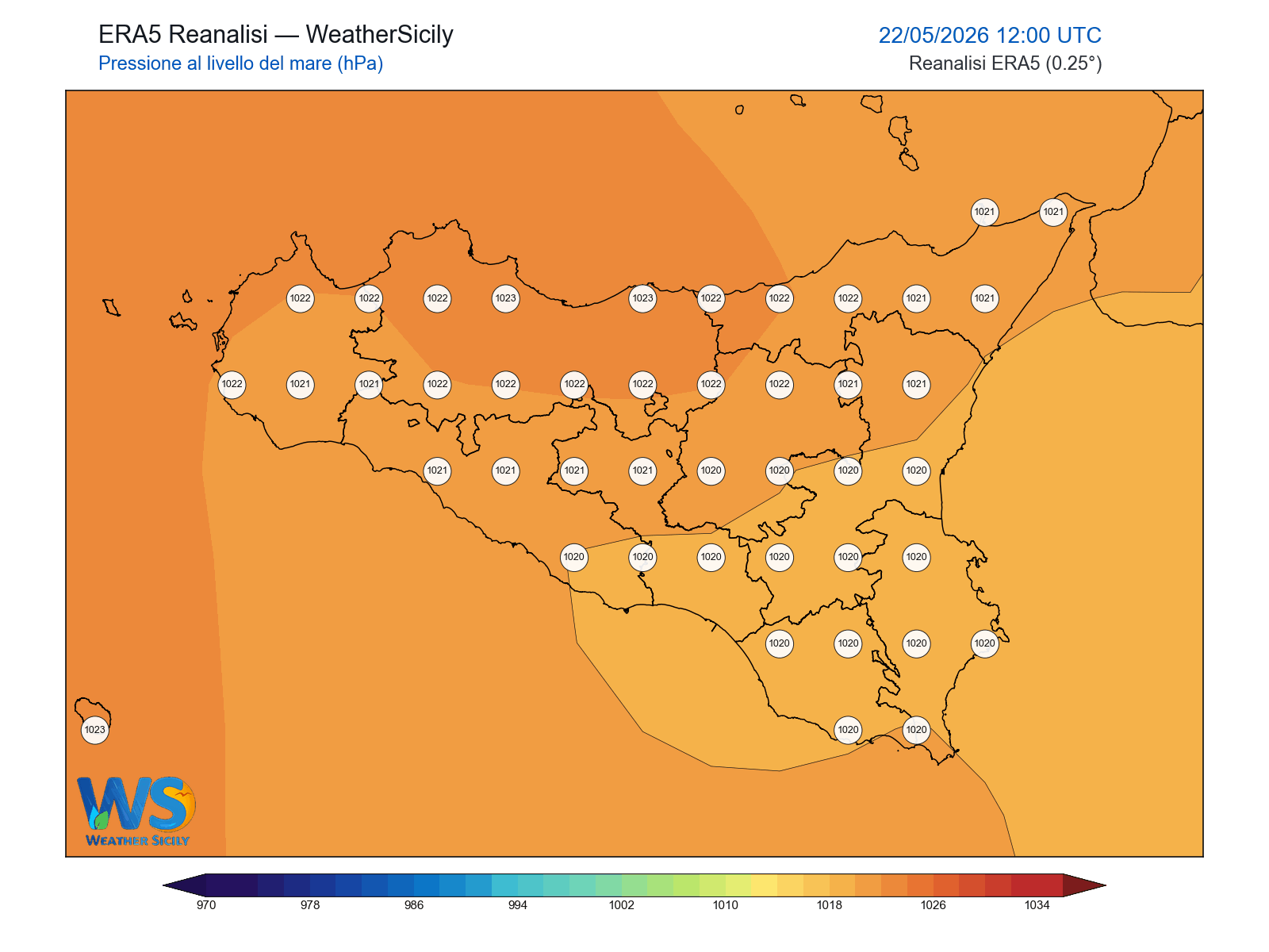 Pressione al livello del mare · 2026052212
