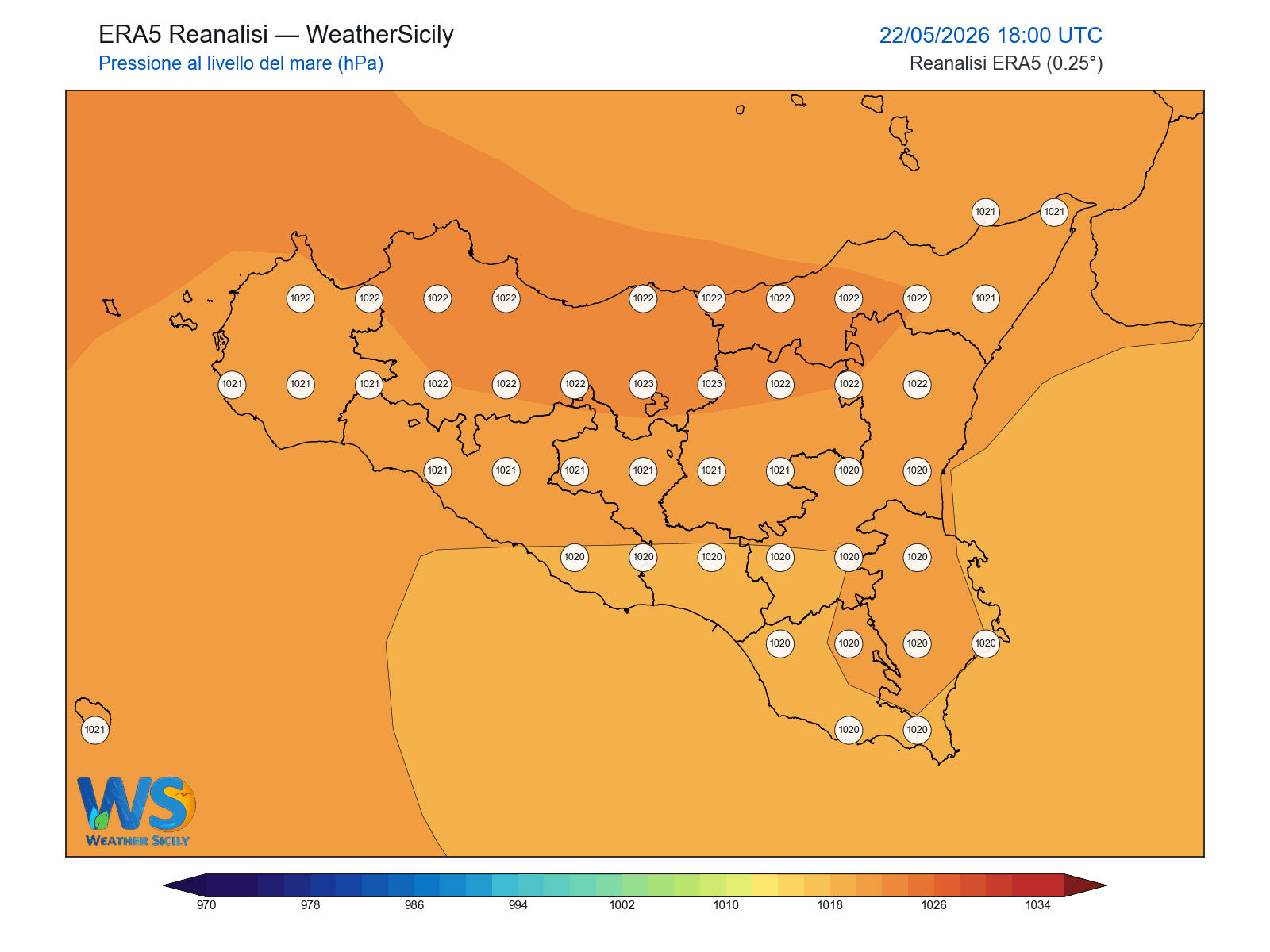 Pressione al livello del mare · 2026052218