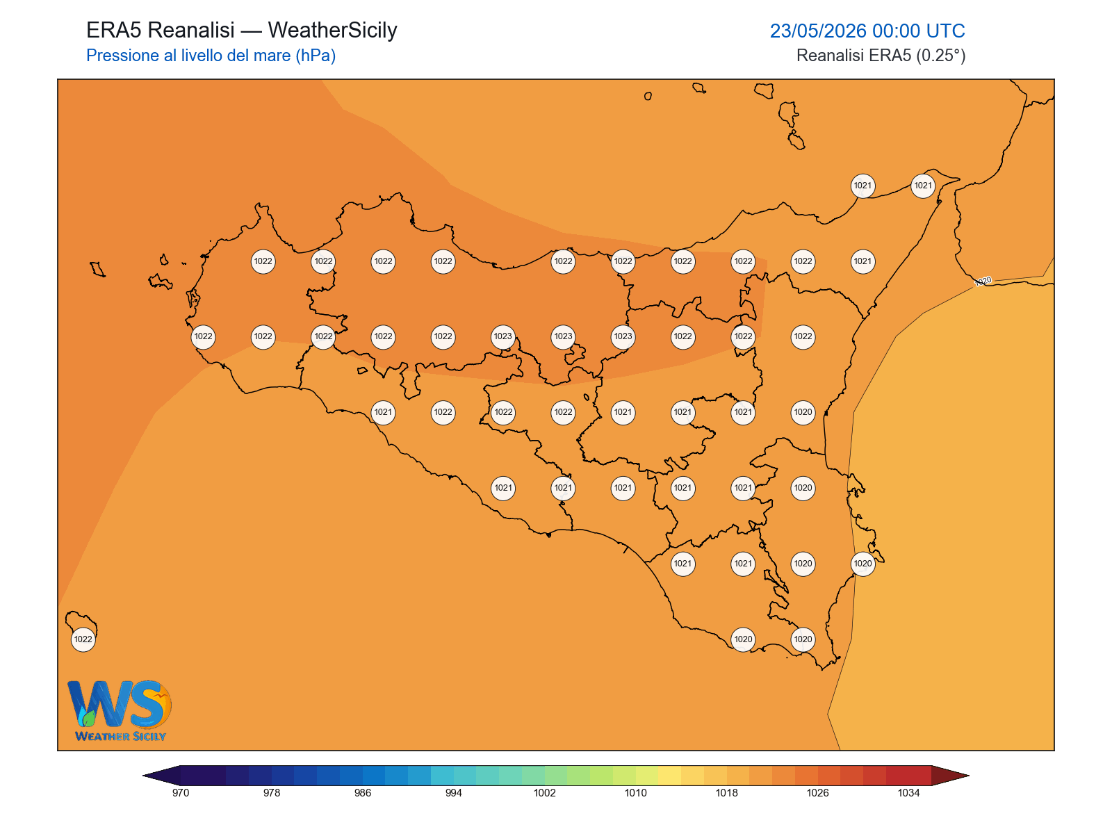 Pressione al livello del mare · 2026052300