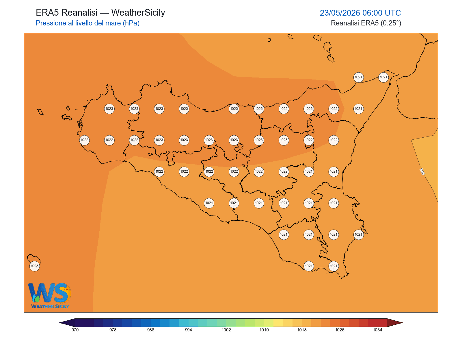Pressione al livello del mare · 2026052306