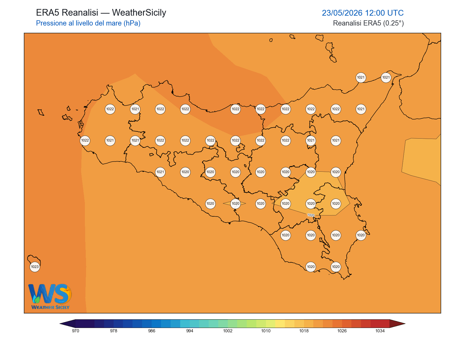 Pressione al livello del mare · 2026052312